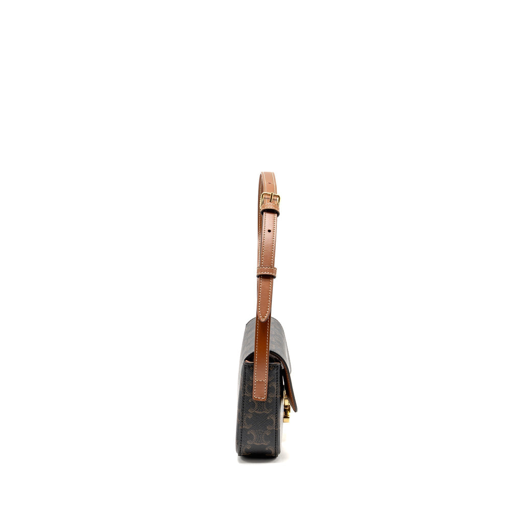celine-triomphe-shoulder-bag-claude-canvas-tan-ghw