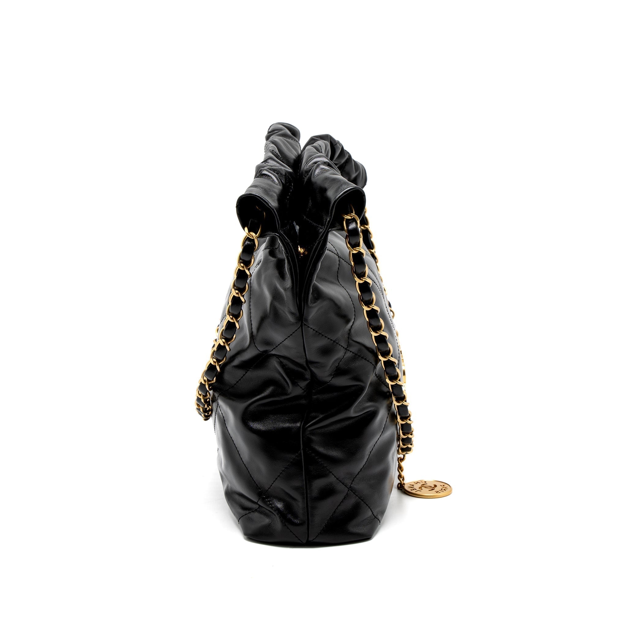 chanel-small-22-bag-gold-letter-shiny-calfskin-black-brushed-ghw-microchip