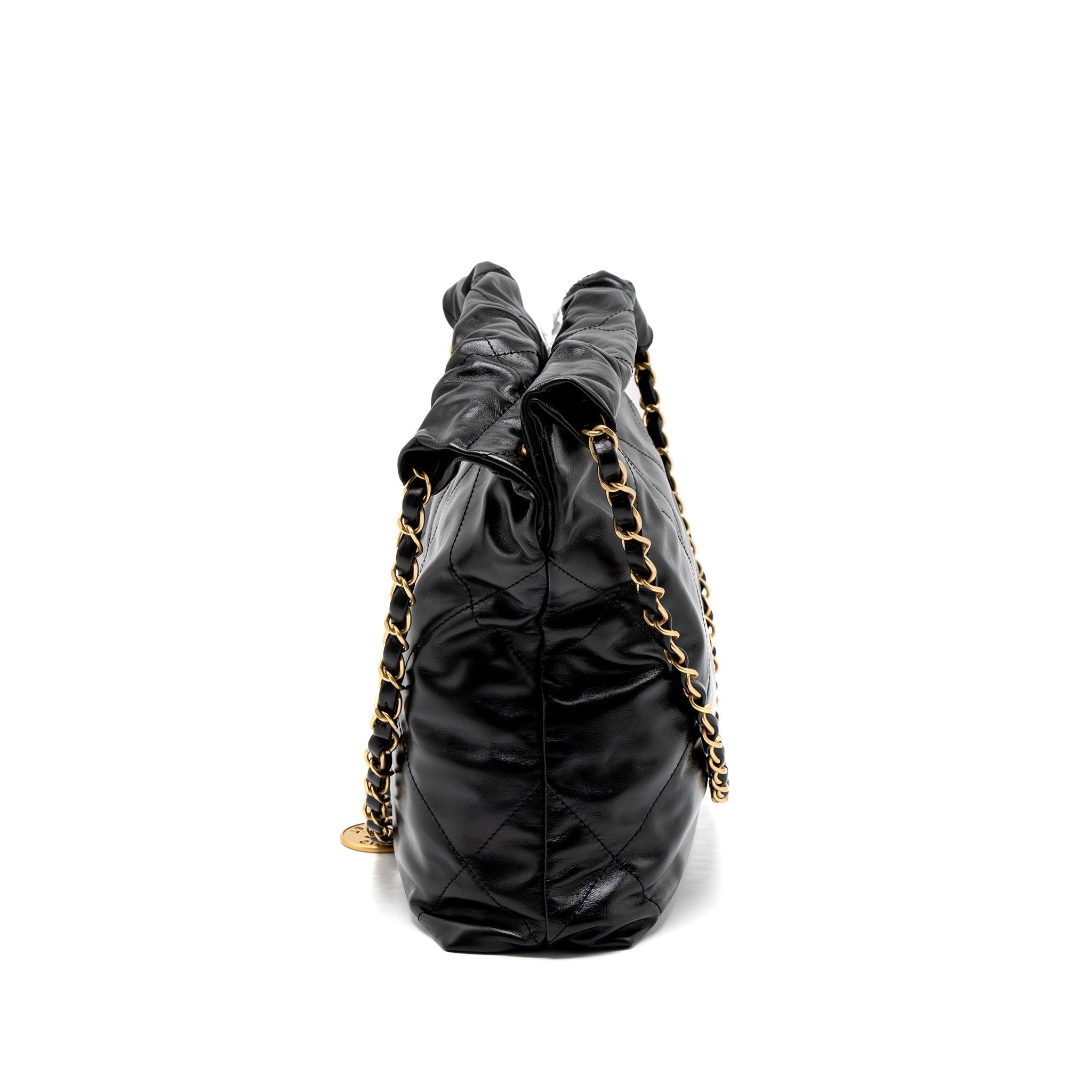 chanel-small-22-bag-gold-letter-shiny-calfskin-black-brushed-ghw-microchip