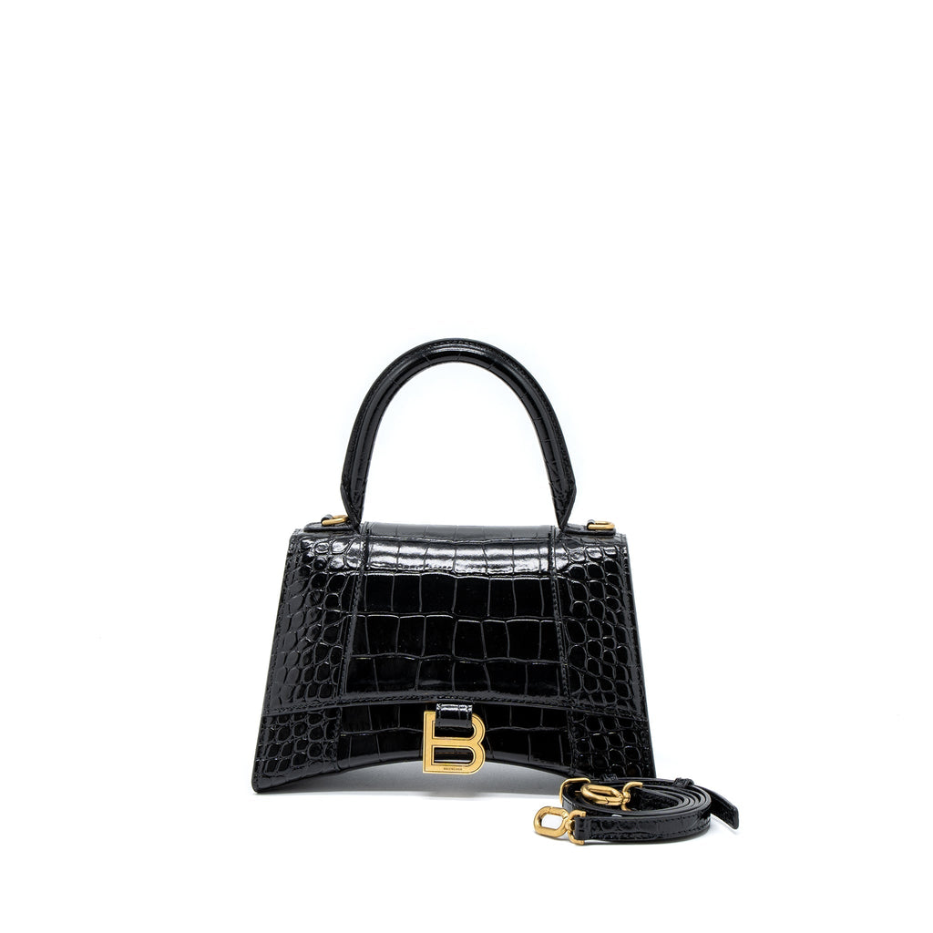 balenciaga-hourglass-small-handbag-croc-embossed-calfskin-black-ghw