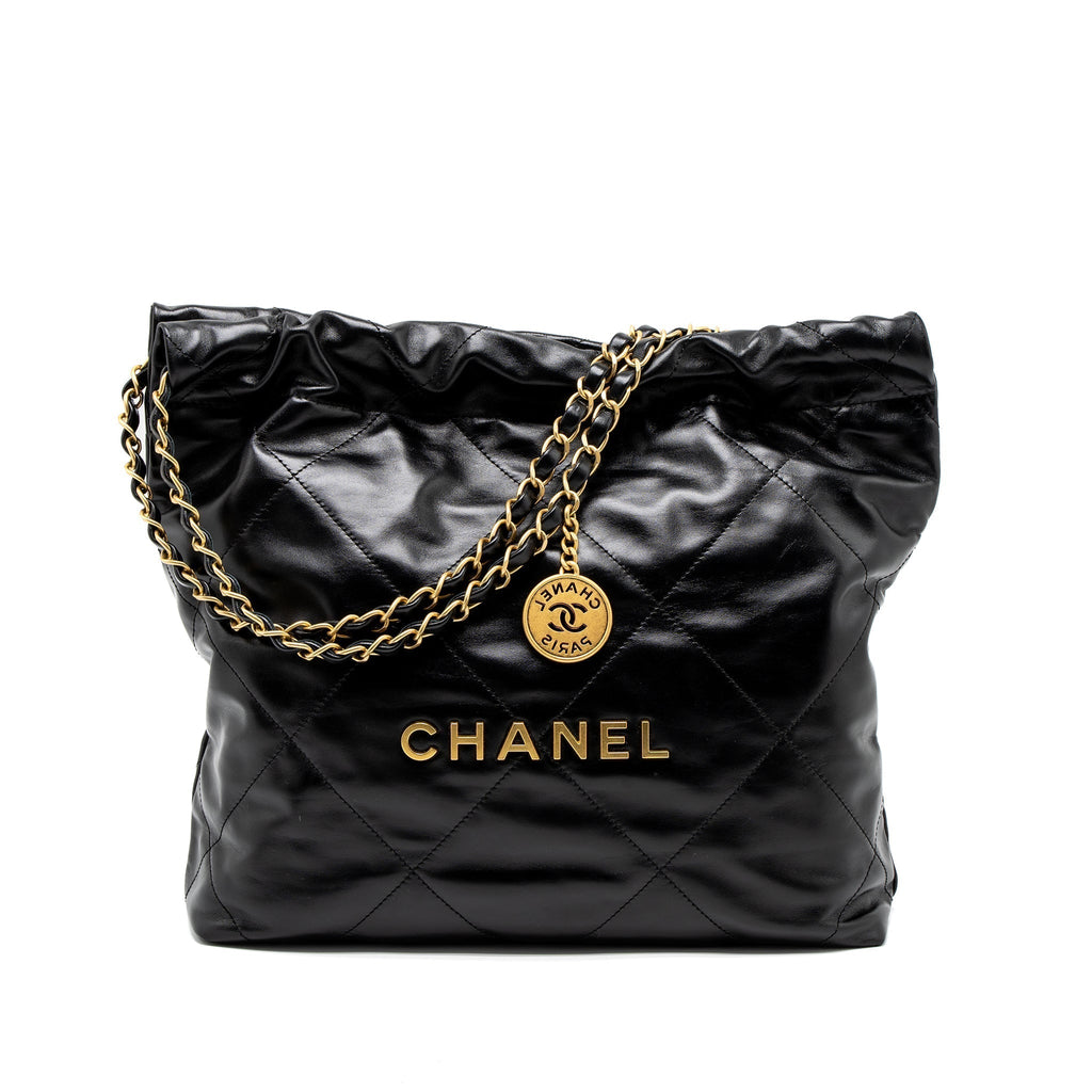 chanel-small-22-bag-gold-letter-shiny-calfskin-black-brushed-ghw-microchip