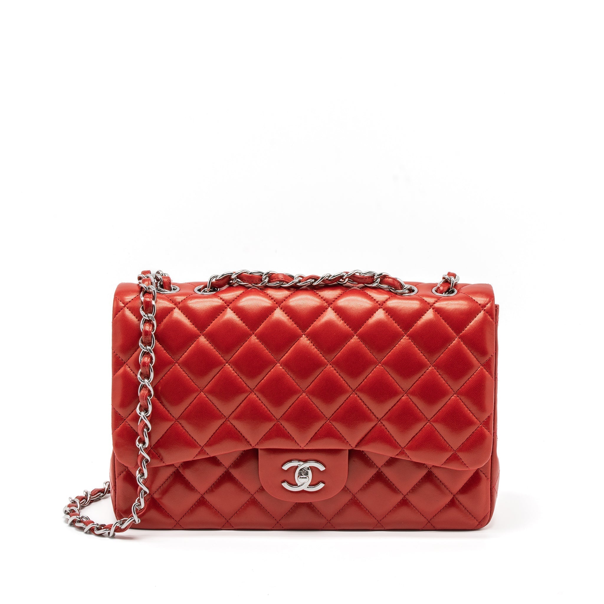 chanel-jumbo-classic-single-flap-bag-lambskin-red-shw