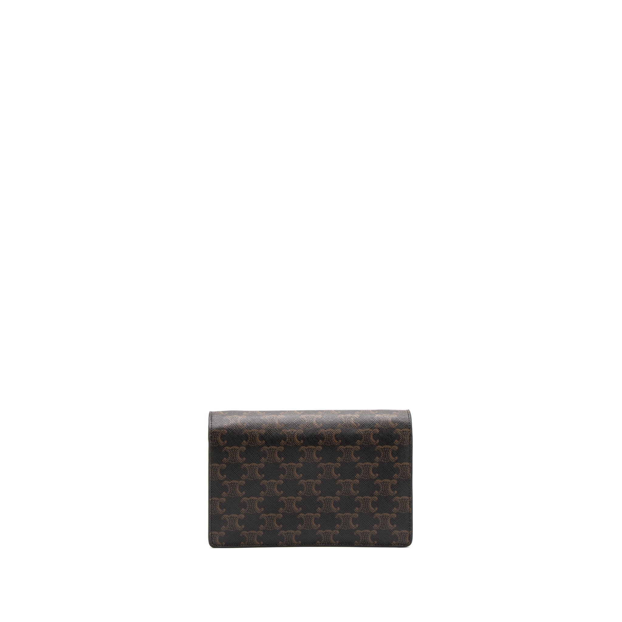 celine-wallet-on-strap-triomphe-canvas-smooth-lambskin-tan-ghw
