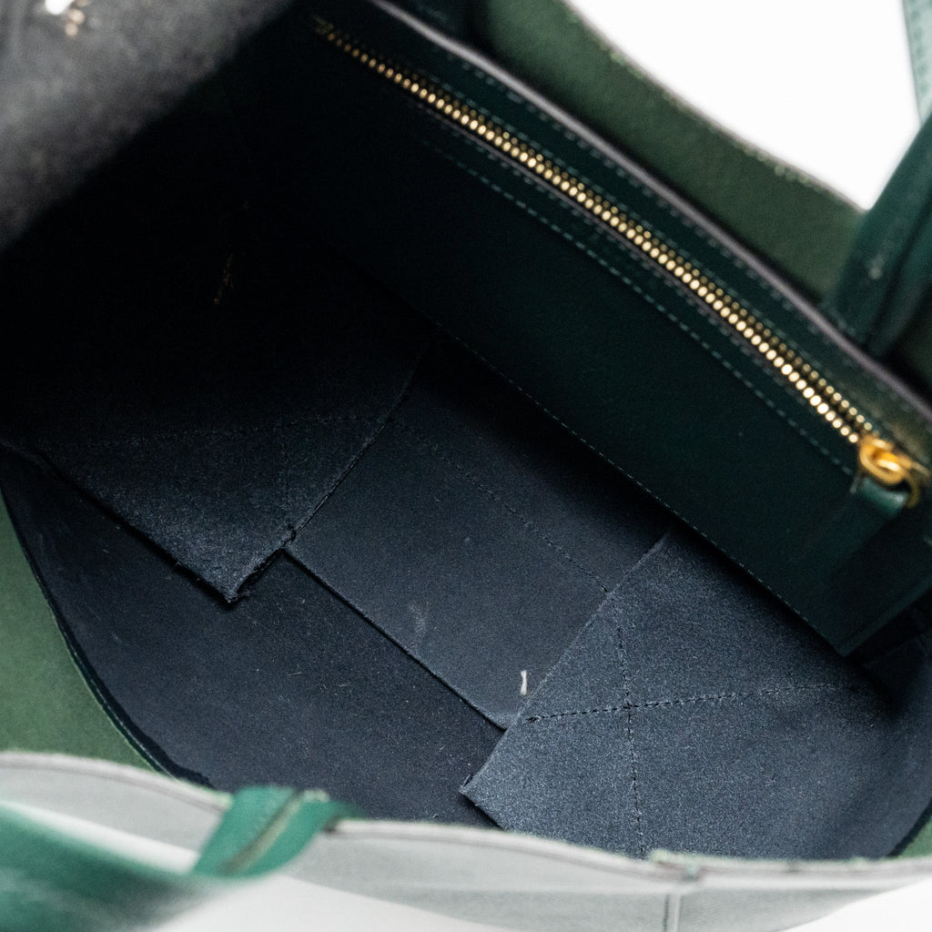 celine-vertical-cabas-calfskin-green-navy-ghw