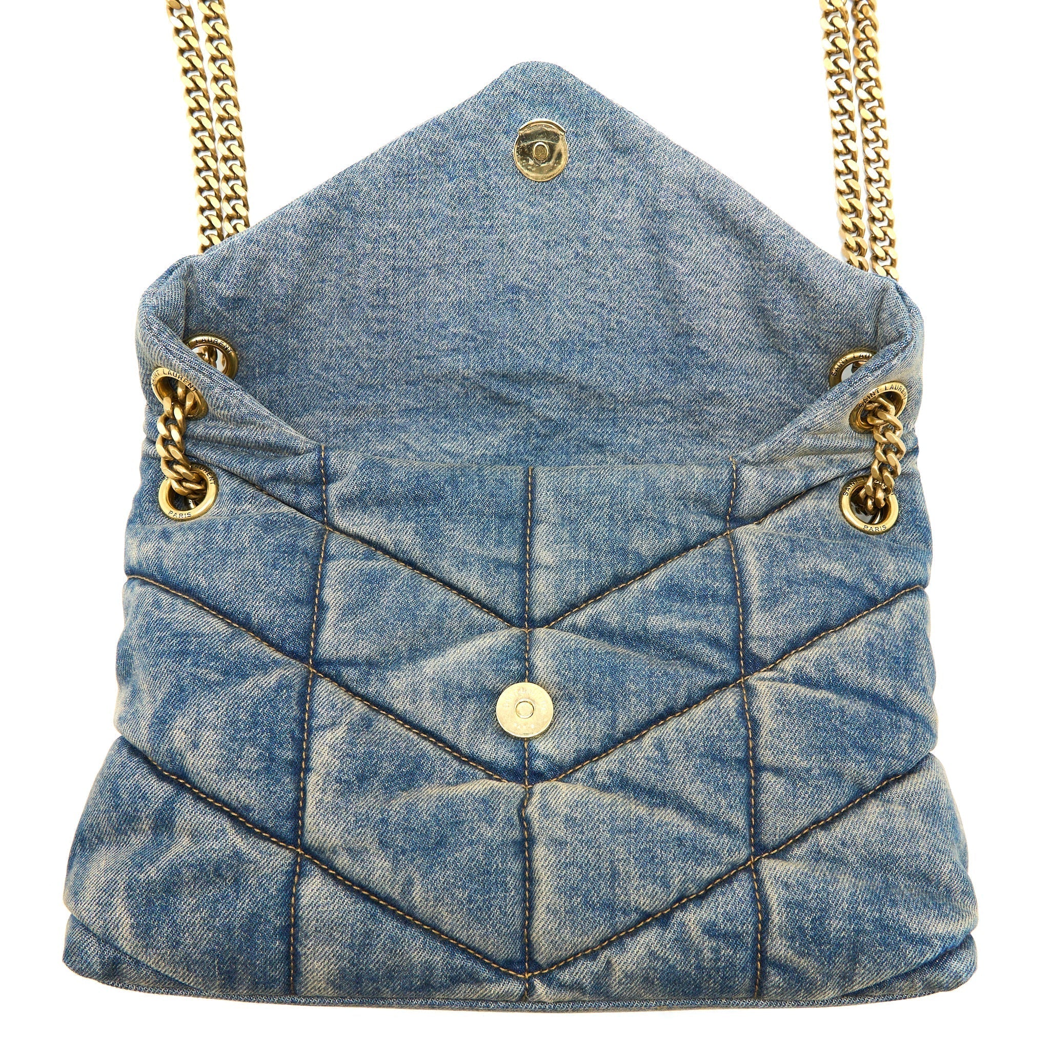 saint-laurent-small-puffer-chain-bag-denim-suede-blue-ruthenium-ghw-copy
