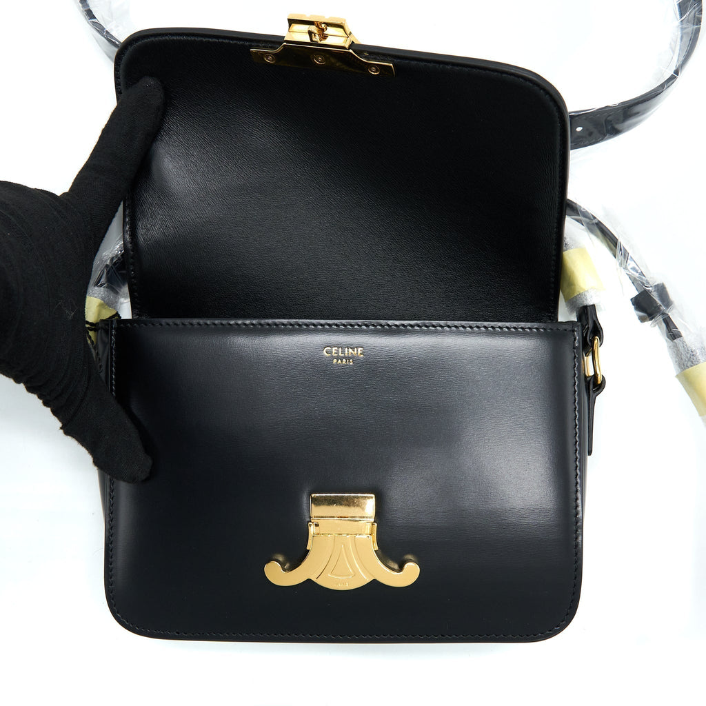 celine-teen-triomphe-shoulder-bag-calfskin-black-ghw