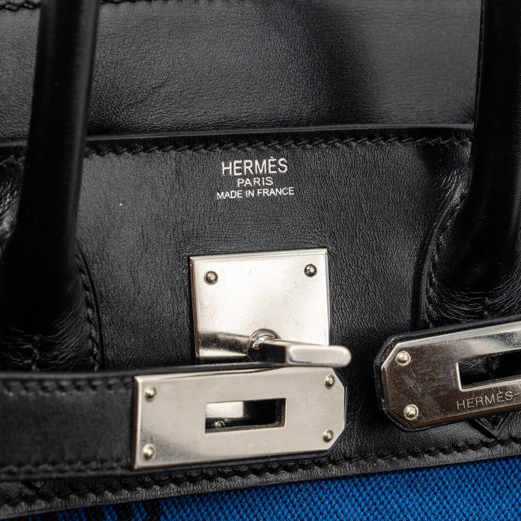 hermes-vintage-birkin-had-28-toile-potamus-black-blue-shw-stamp-square-j