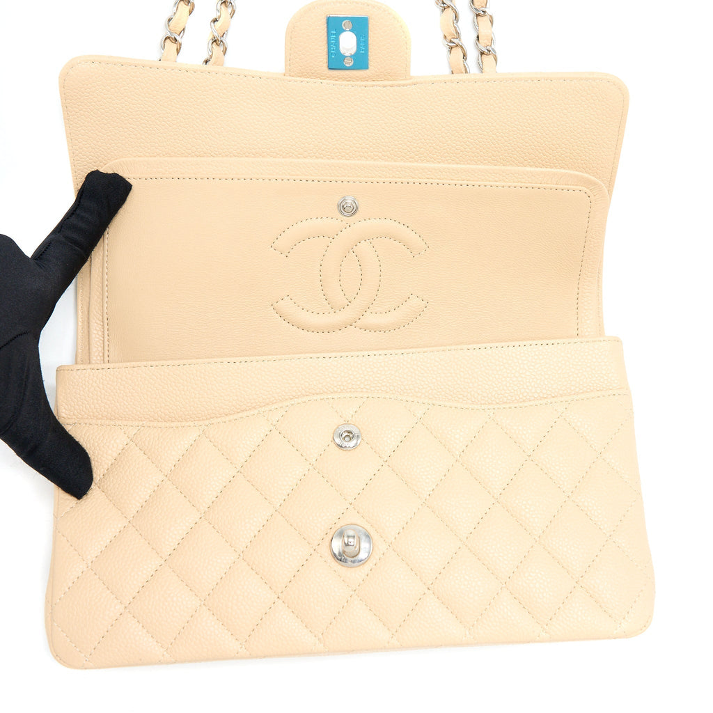 chanel-classic-double-flap-bag-caviar-light-beige-shw