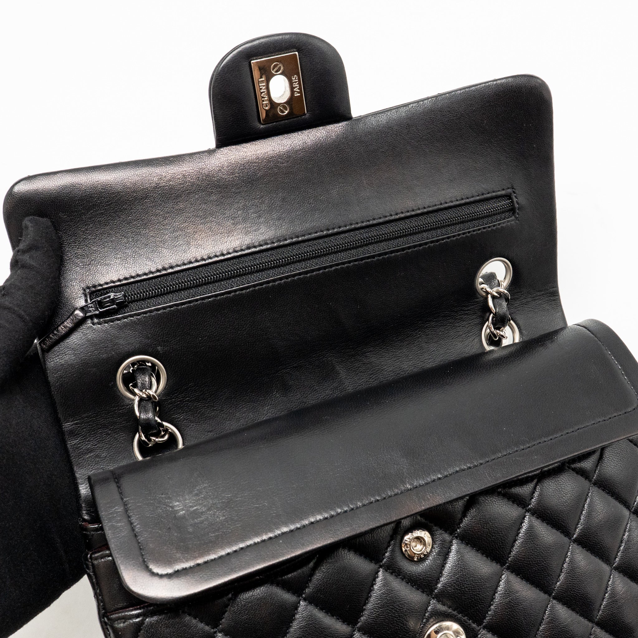 chanel-small-classic-double-flap-bag-lambskin-black-shw-2