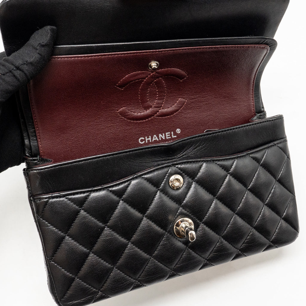 chanel-small-classic-double-flap-bag-lambskin-black-shw-2