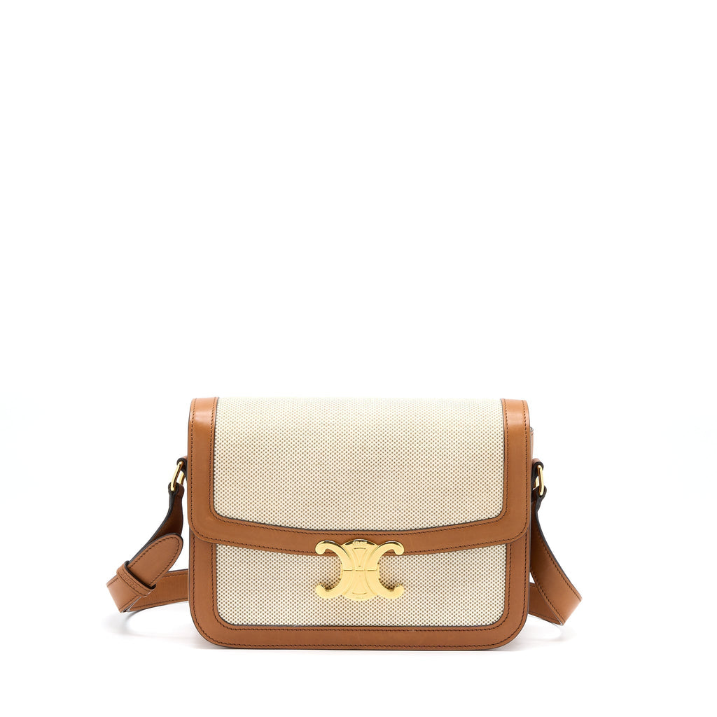 celine-medium-triomphe-bag-in-textile-natural-calfskin-ghw
