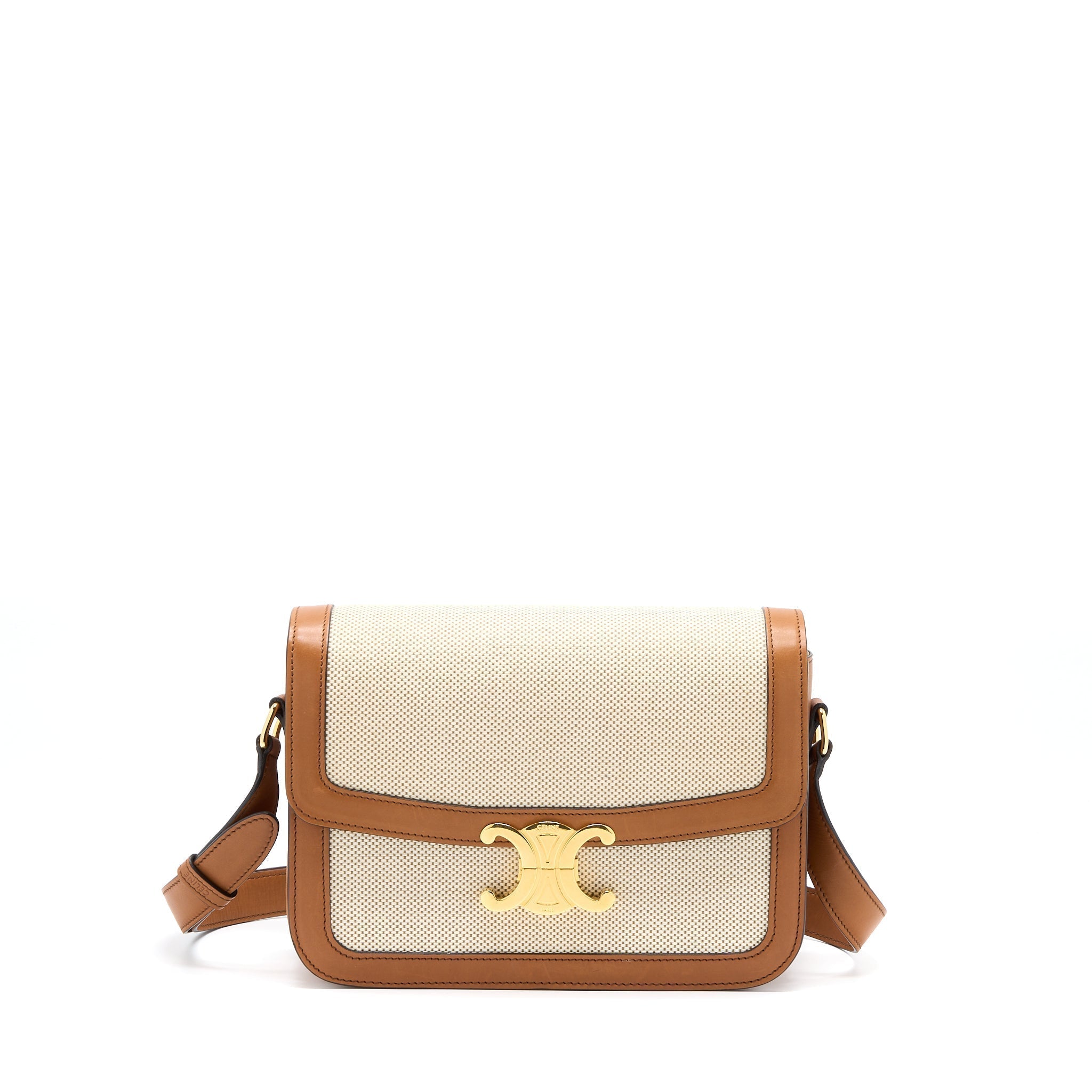 celine-medium-triomphe-bag-in-textile-natural-calfskin-ghw