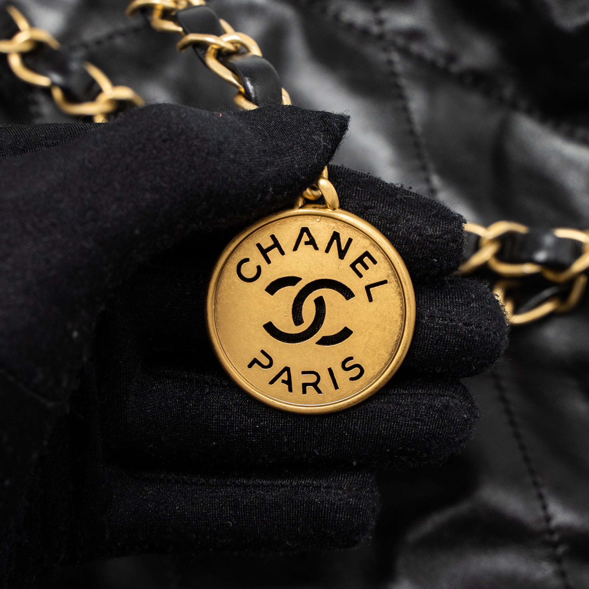 chanel-small-22-bag-gold-letter-shiny-calfskin-black-brushed-ghw-microchip