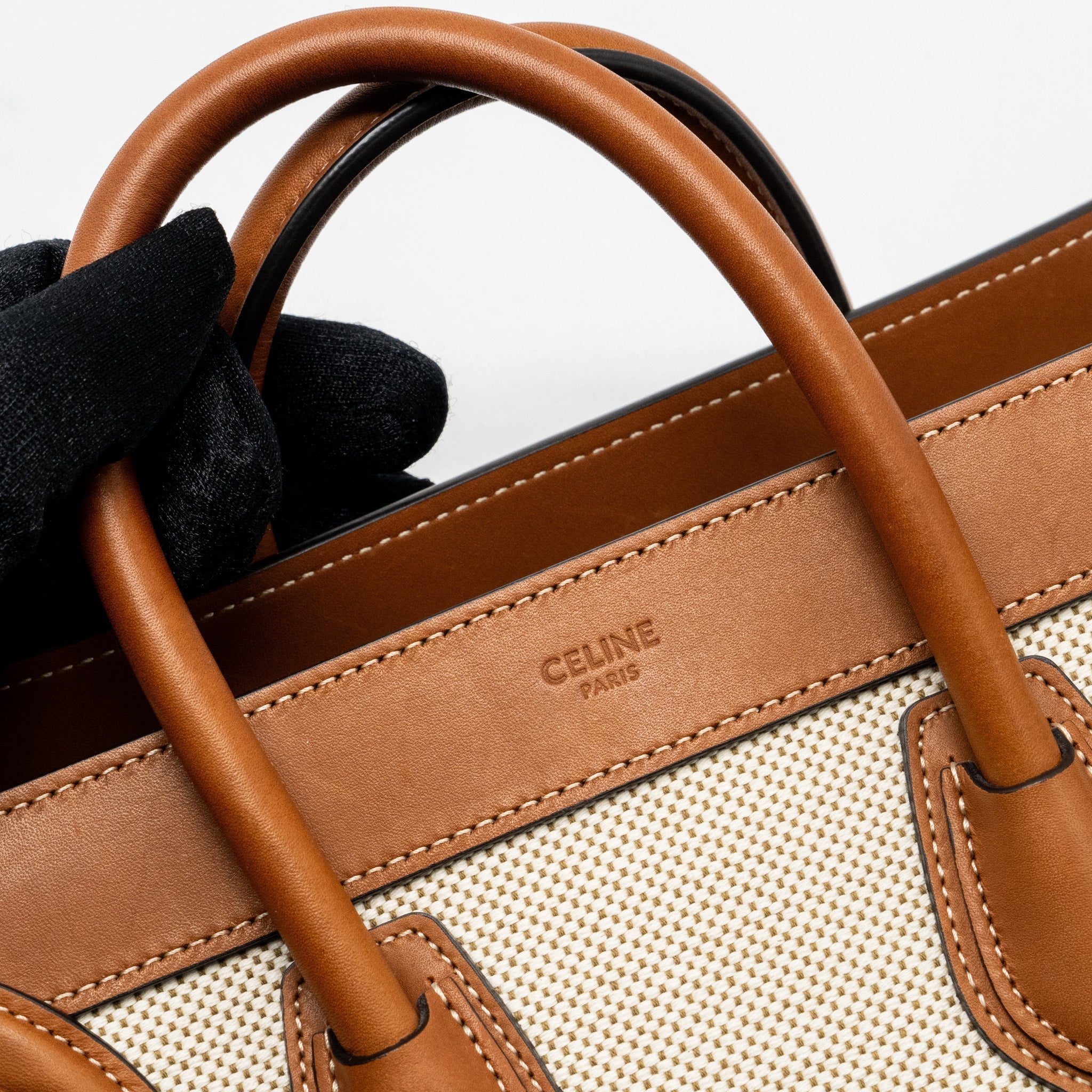 celine-nano-luggage-bag-canvas-leather-tan-white-ghw