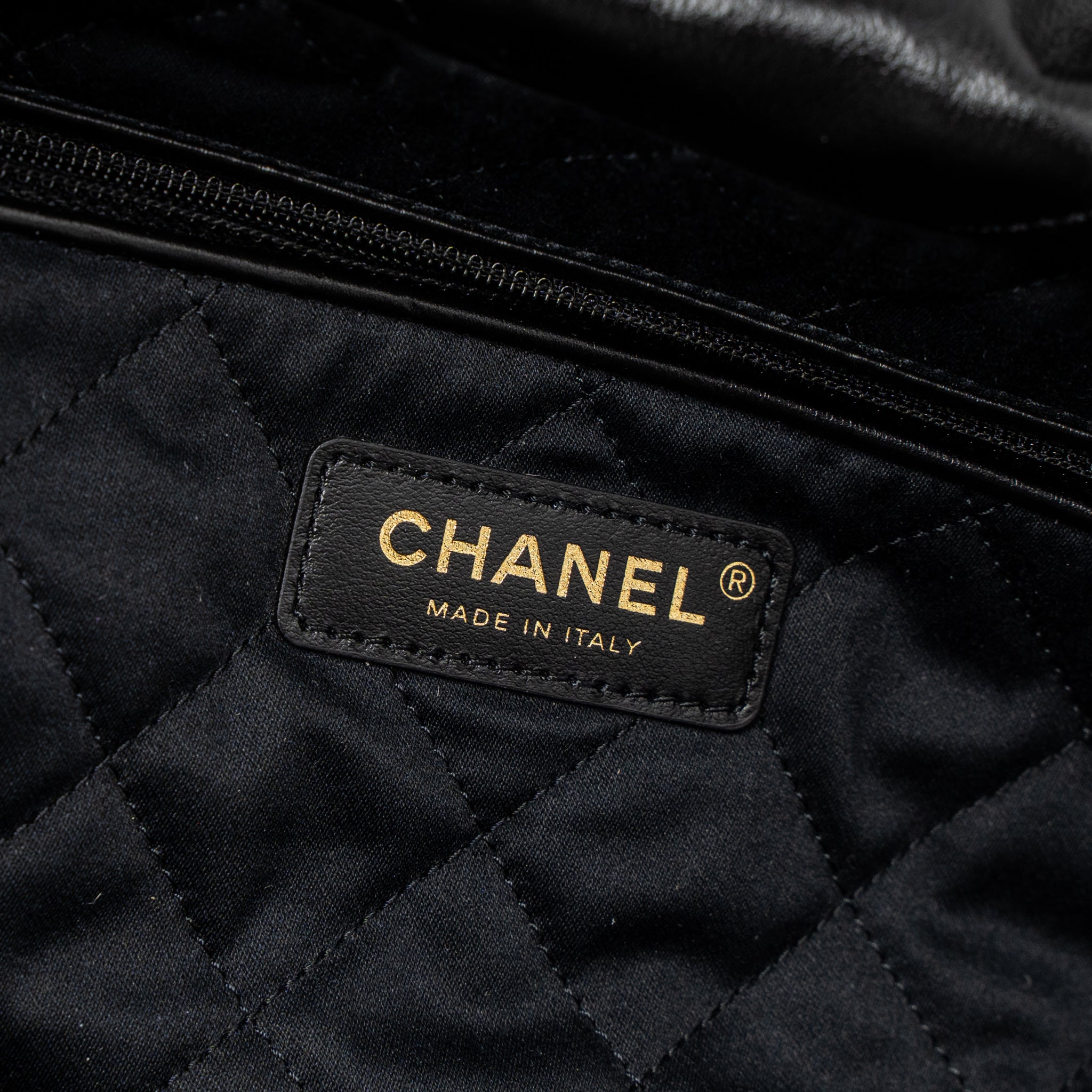 chanel-small-22-bag-gold-letter-shiny-calfskin-black-brushed-ghw-microchip