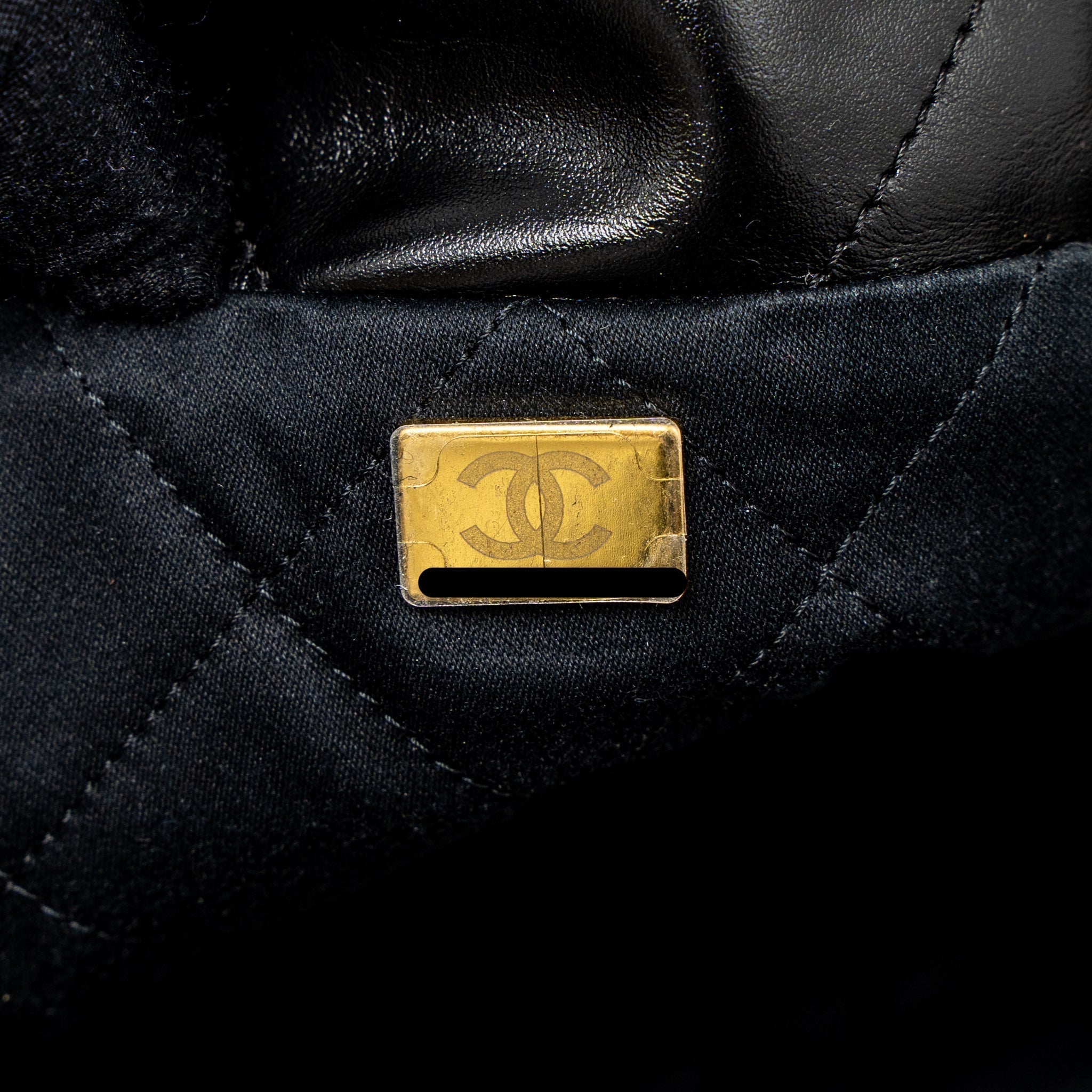 chanel-small-22-bag-gold-letter-shiny-calfskin-black-brushed-ghw-microchip