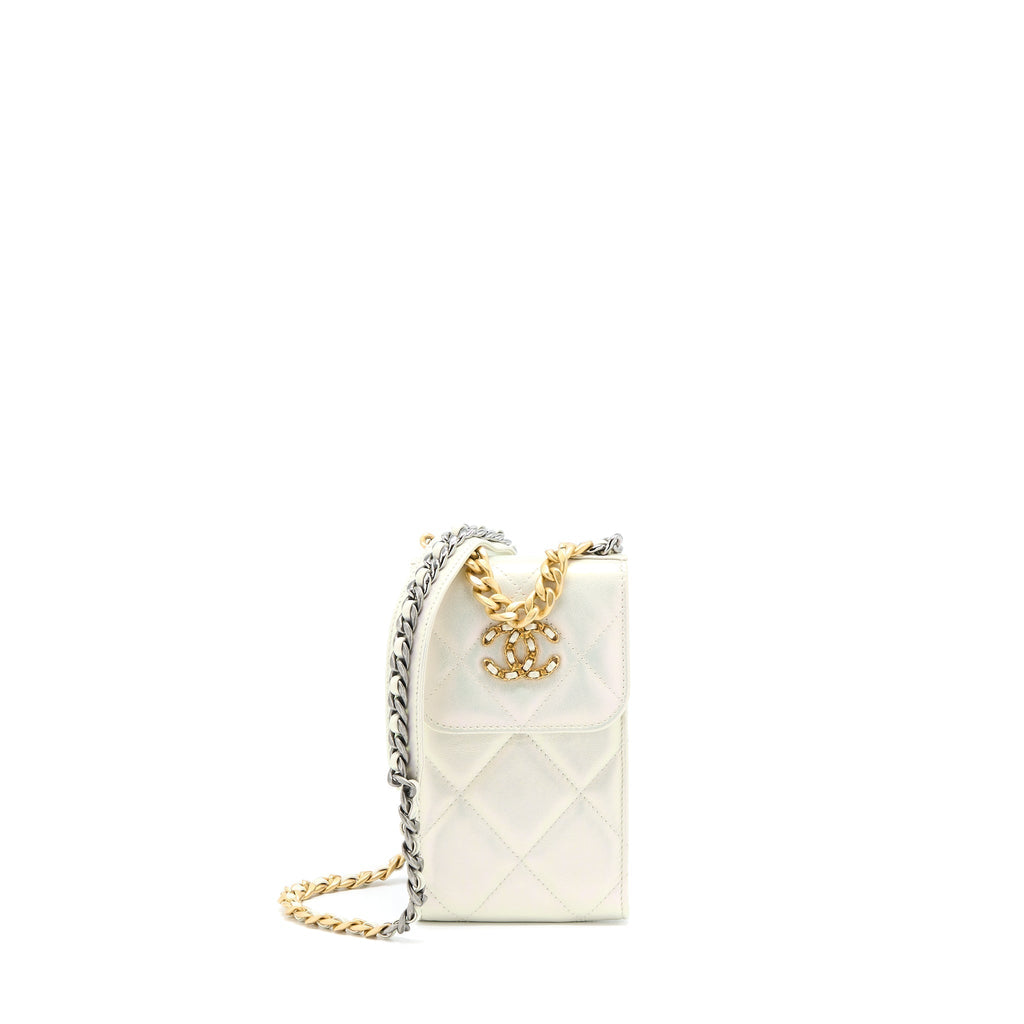 chanel-19-phone-pouch-with-chain-iridescent-whtie-ghw