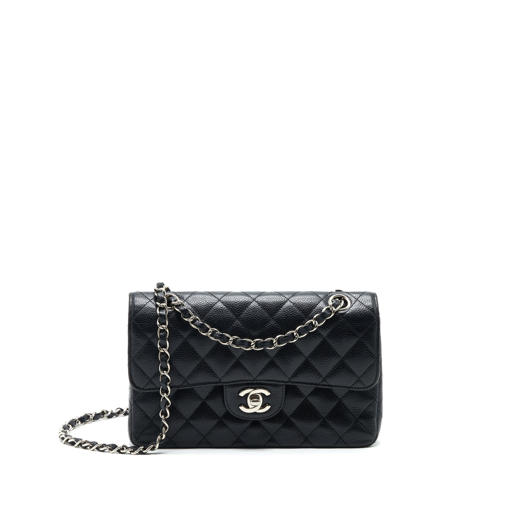 chanel-small-classic-double-flap-bag-black-caviar-shw