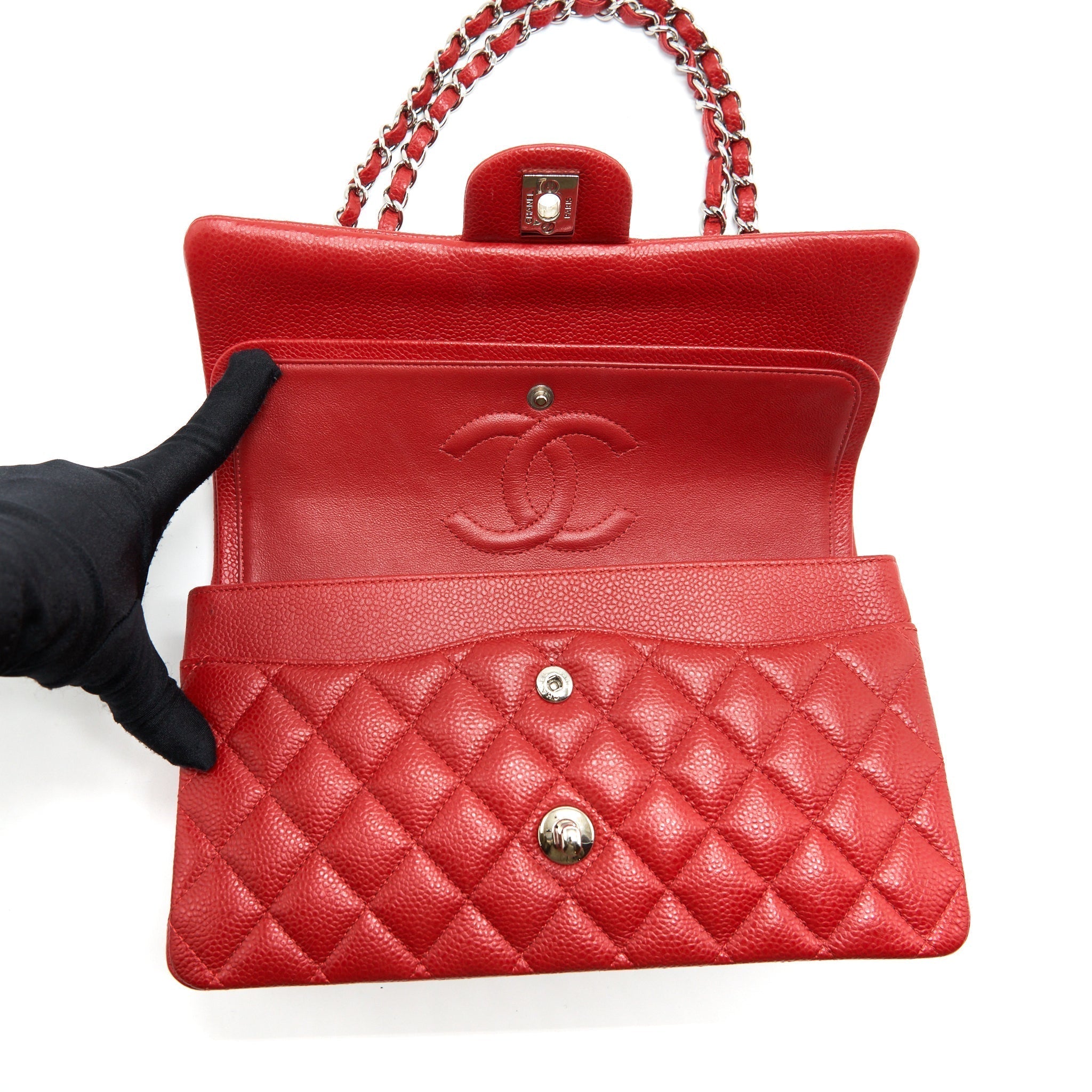 chanel-classic-double-flap-bag-caviar-red-shw