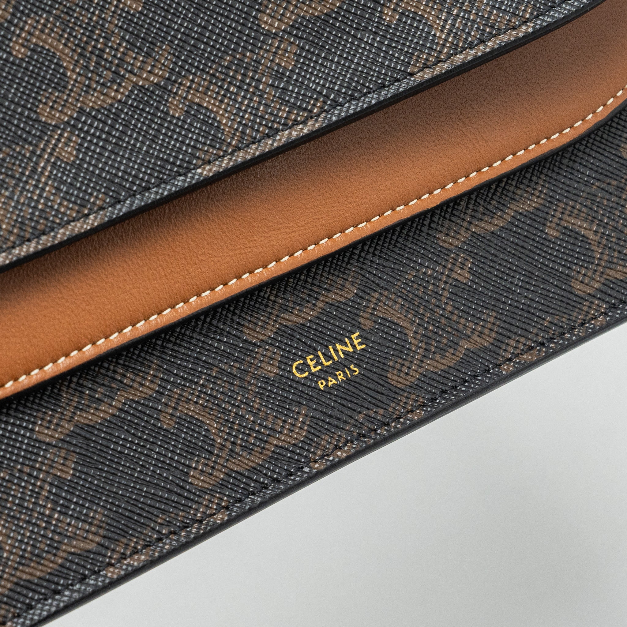 celine-wallet-on-strap-triomphe-canvas-smooth-lambskin-tan-ghw-3