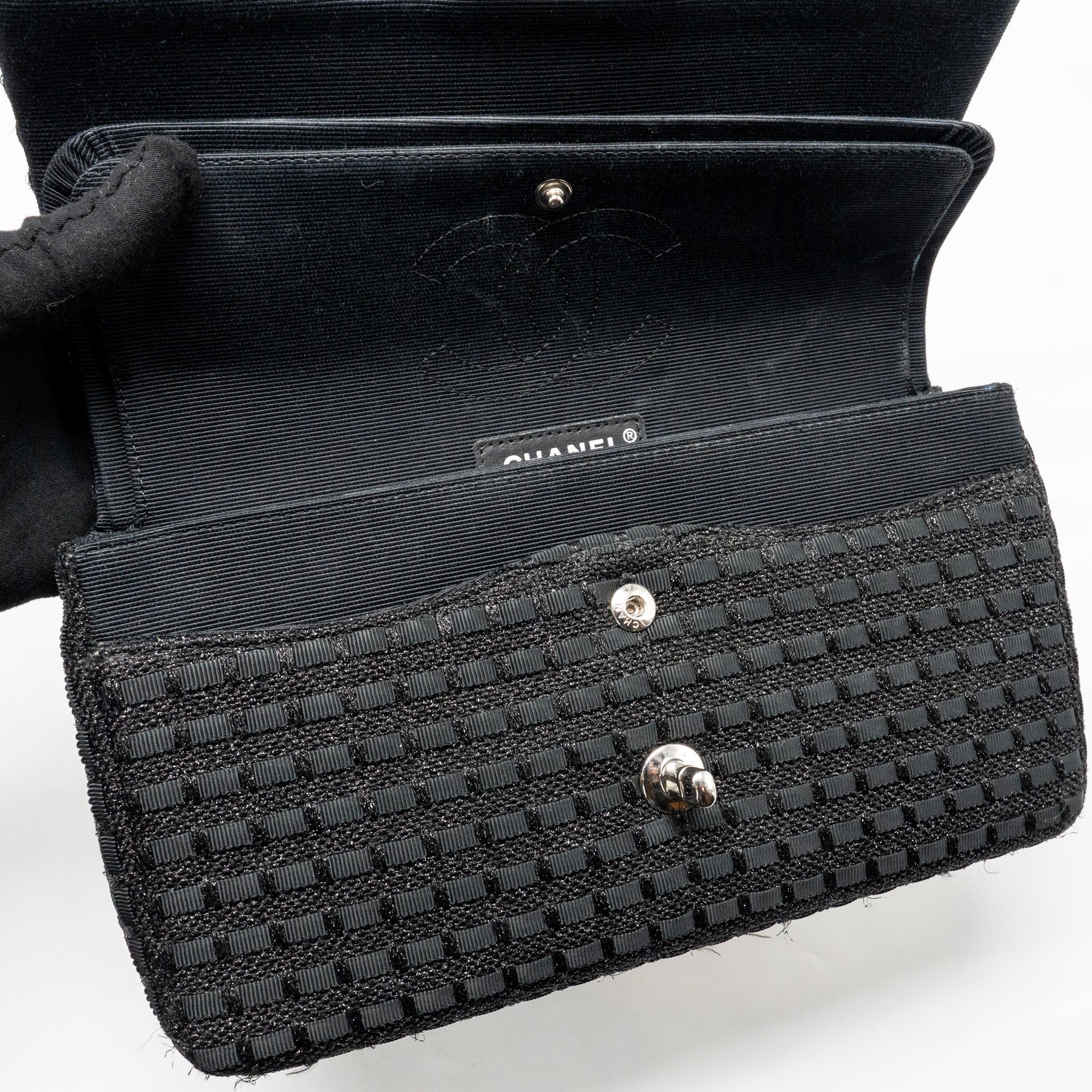 chanel-medium-classic-double-flap-bag-tweed-black-shw-copy