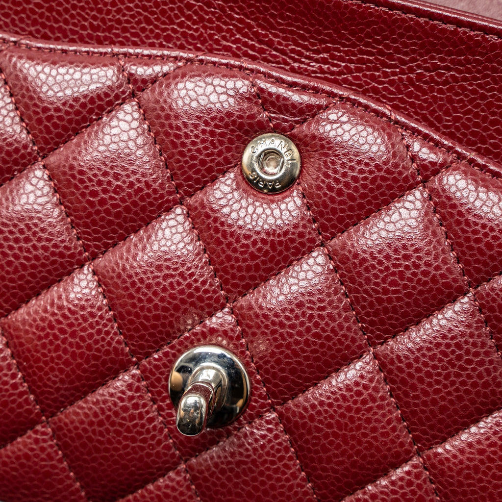 chanel-medium-classic-double-flap-bag-caviar-dark-red-shw