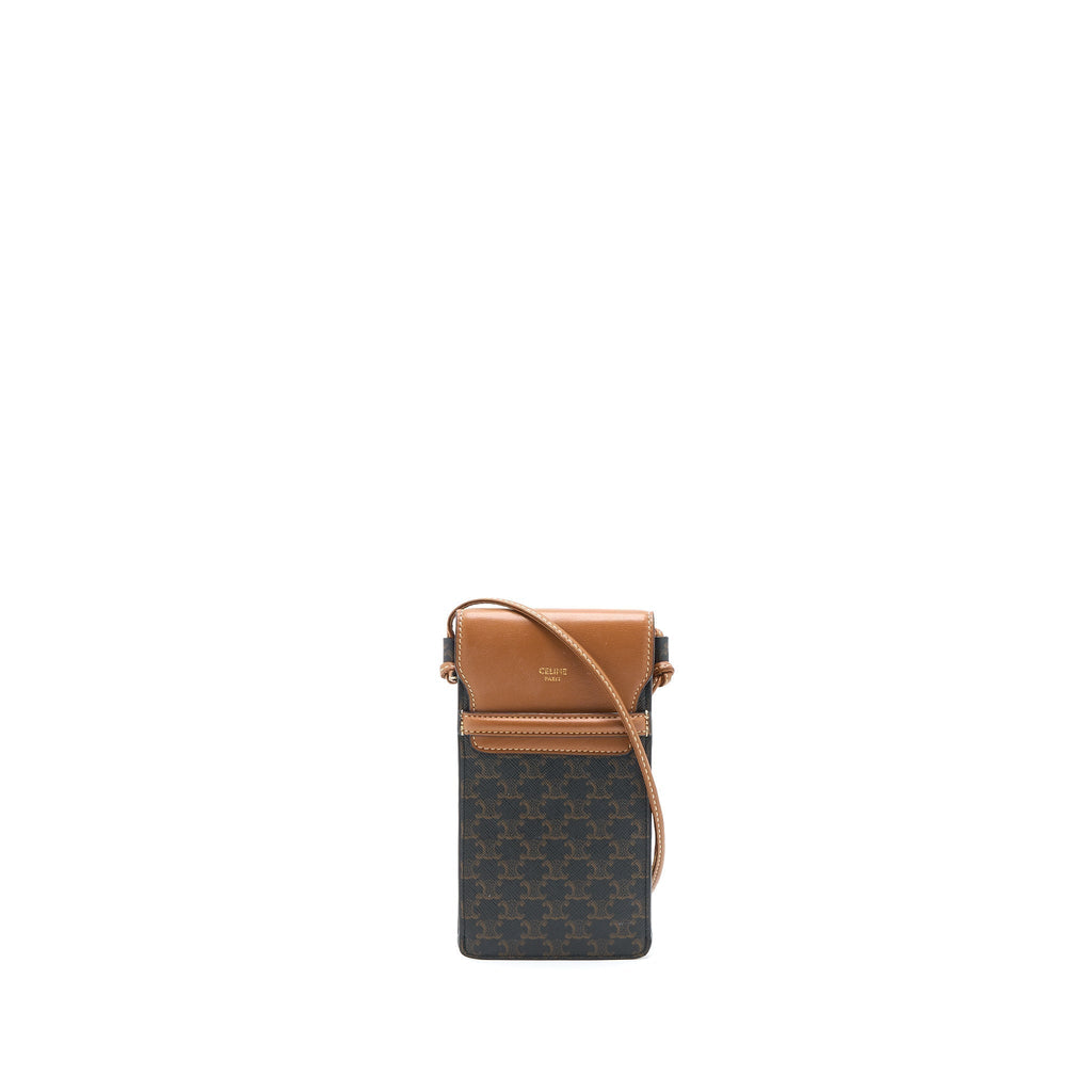 celine-crossbody-vertical-phone-case-in-triomphe-canvas-lambskin-tan