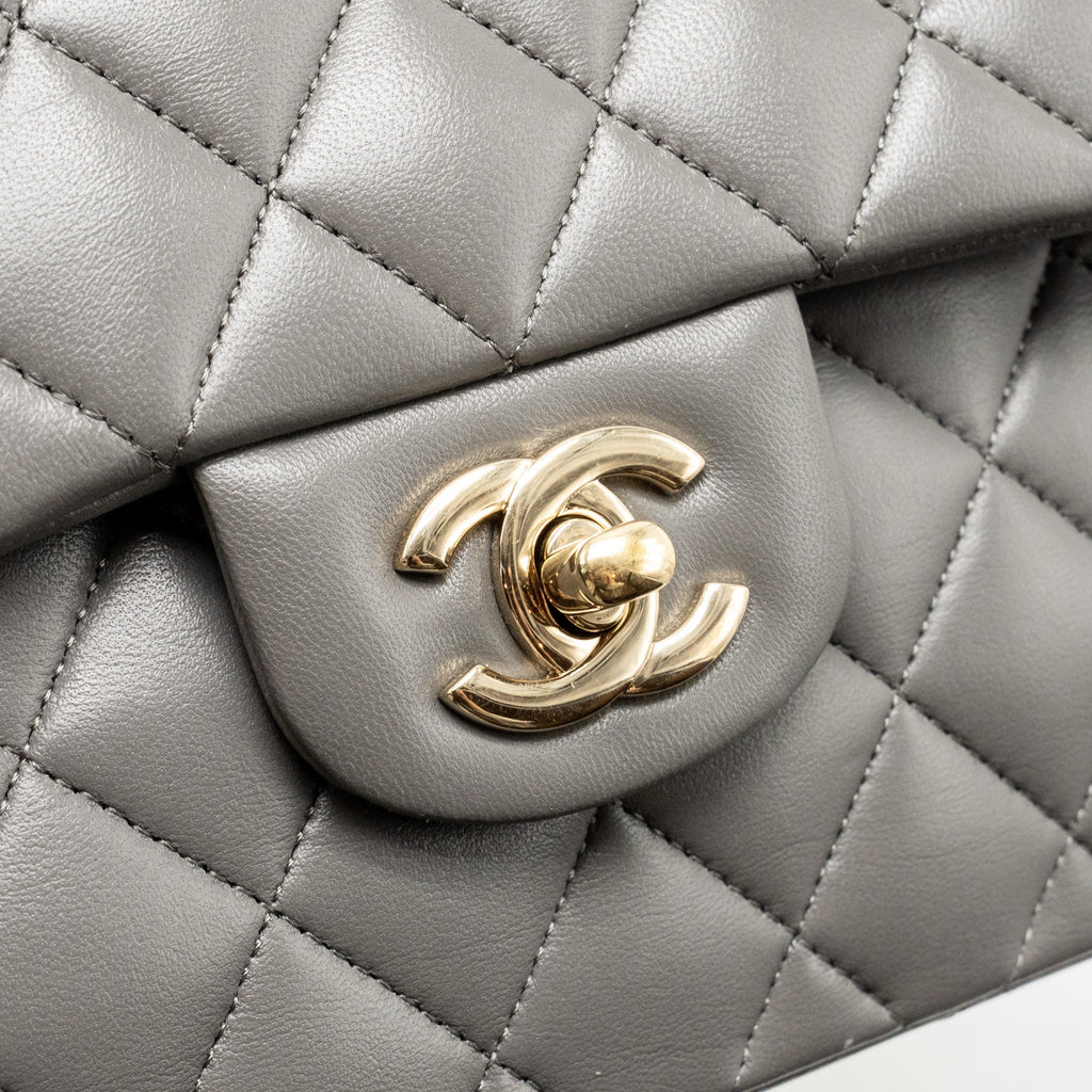 chanel-small-classic-double-flap-bag-lambskin-grey-lghw-microchip
