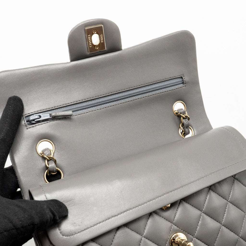 chanel-small-classic-double-flap-bag-lambskin-grey-lghw-microchip