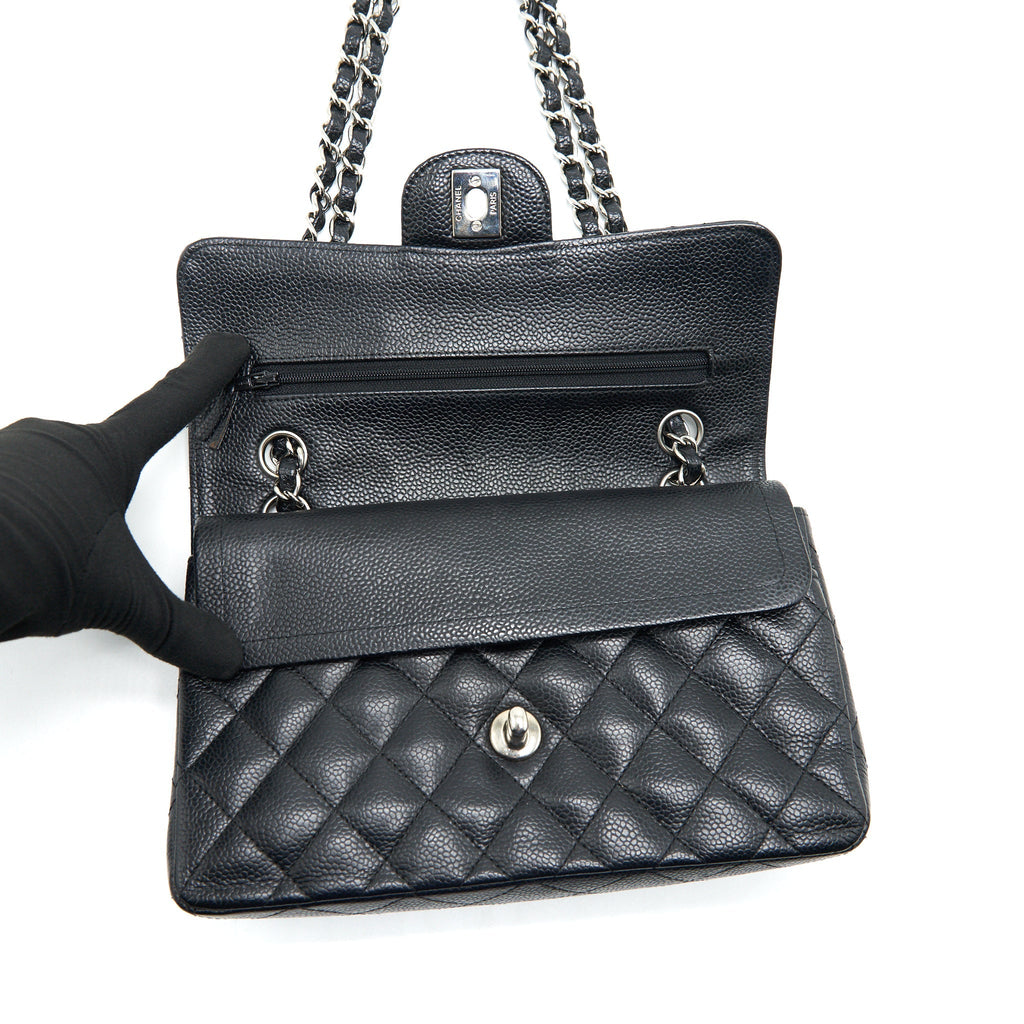 chanel-small-classic-double-flap-bag-black-caviar-shw