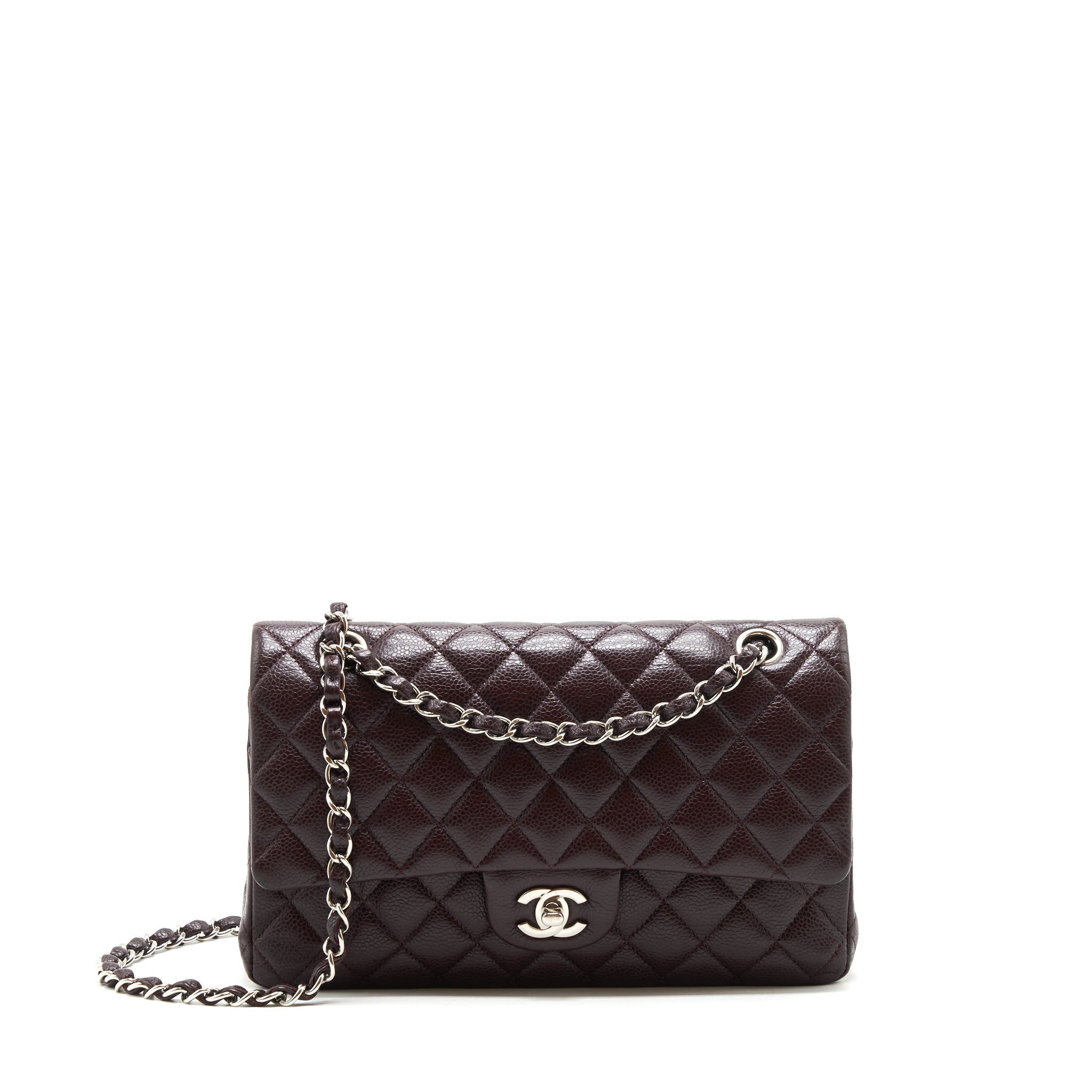 chanel-medium-classic-double-flap-bag-caviar-burgundy-shw