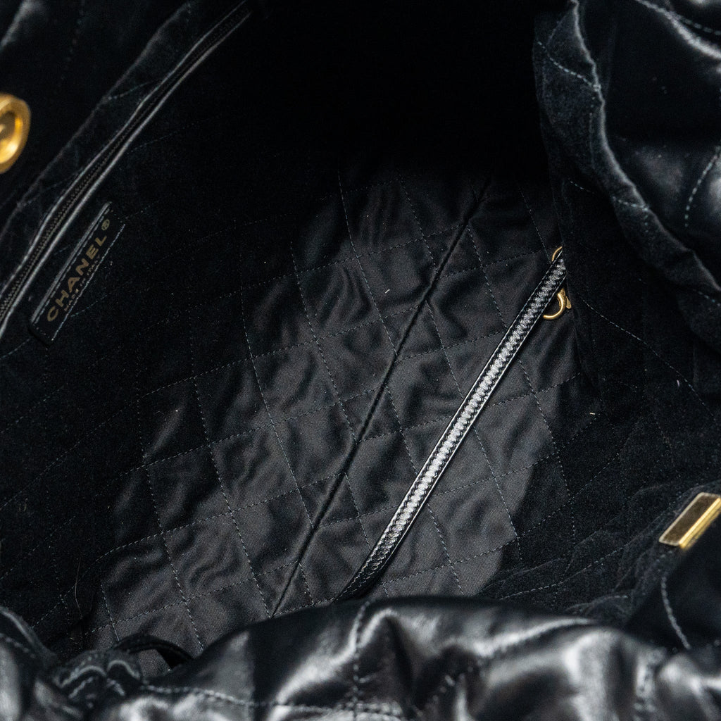 chanel-medium-22-bag-shiny-calfskin-black-ghw-copy