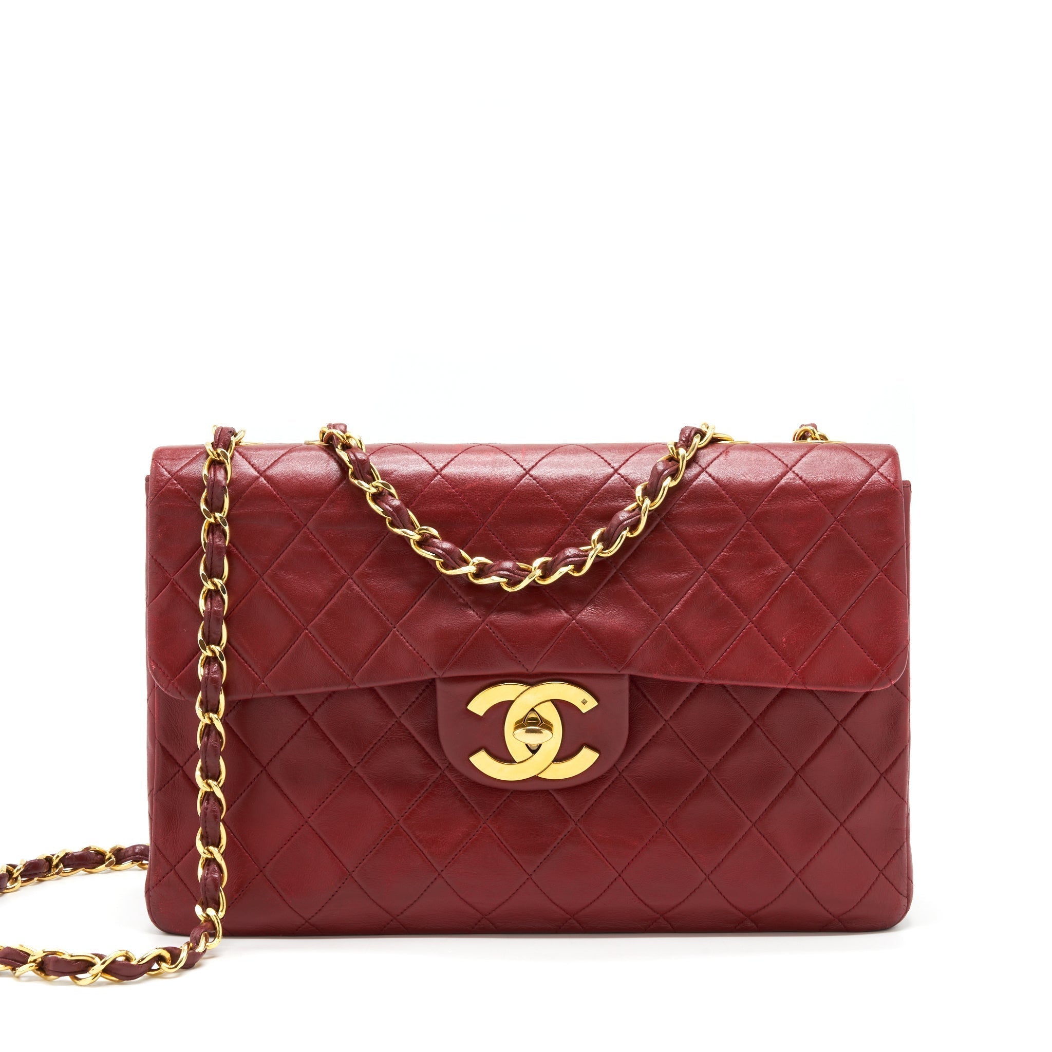 chanel-vintage-maxi-flap-bag-lambskin-red-ghw