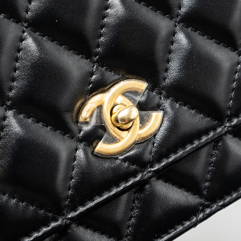 chanel-letter-logo-top-handle-flap-wallet-with-chain-shiny-calfskin-black-ghw-microchip