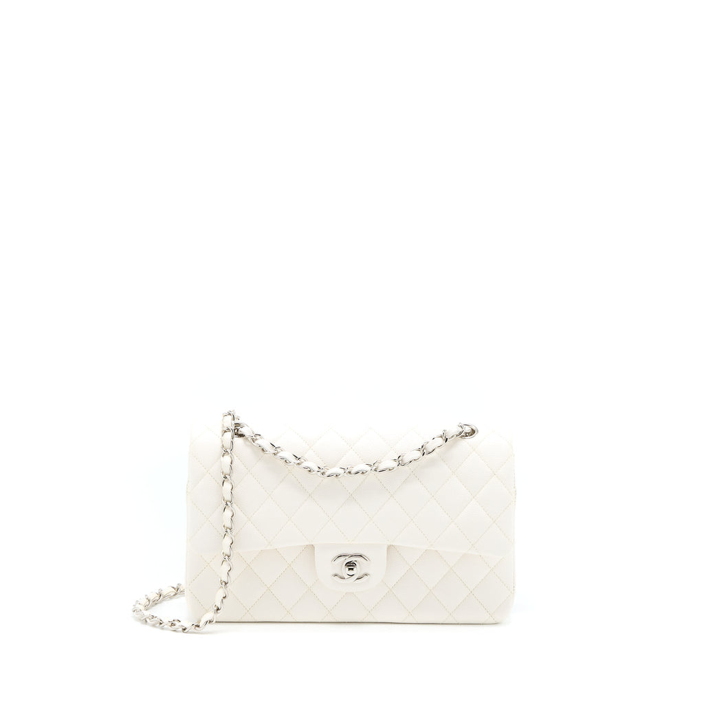 chanel-medium-classic-double-flap-bag-caviar-white-shw-microchip