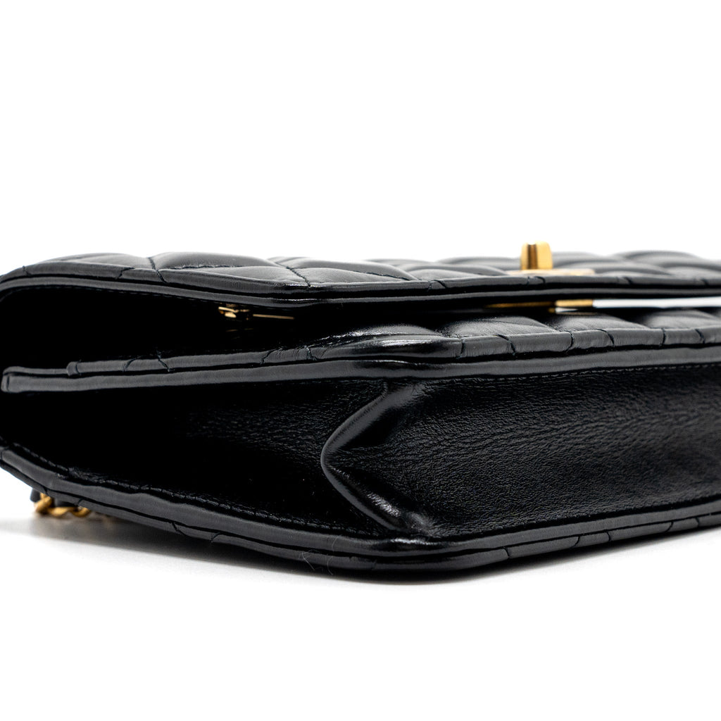 chanel-letter-logo-top-handle-flap-wallet-with-chain-shiny-calfskin-black-ghw-microchip