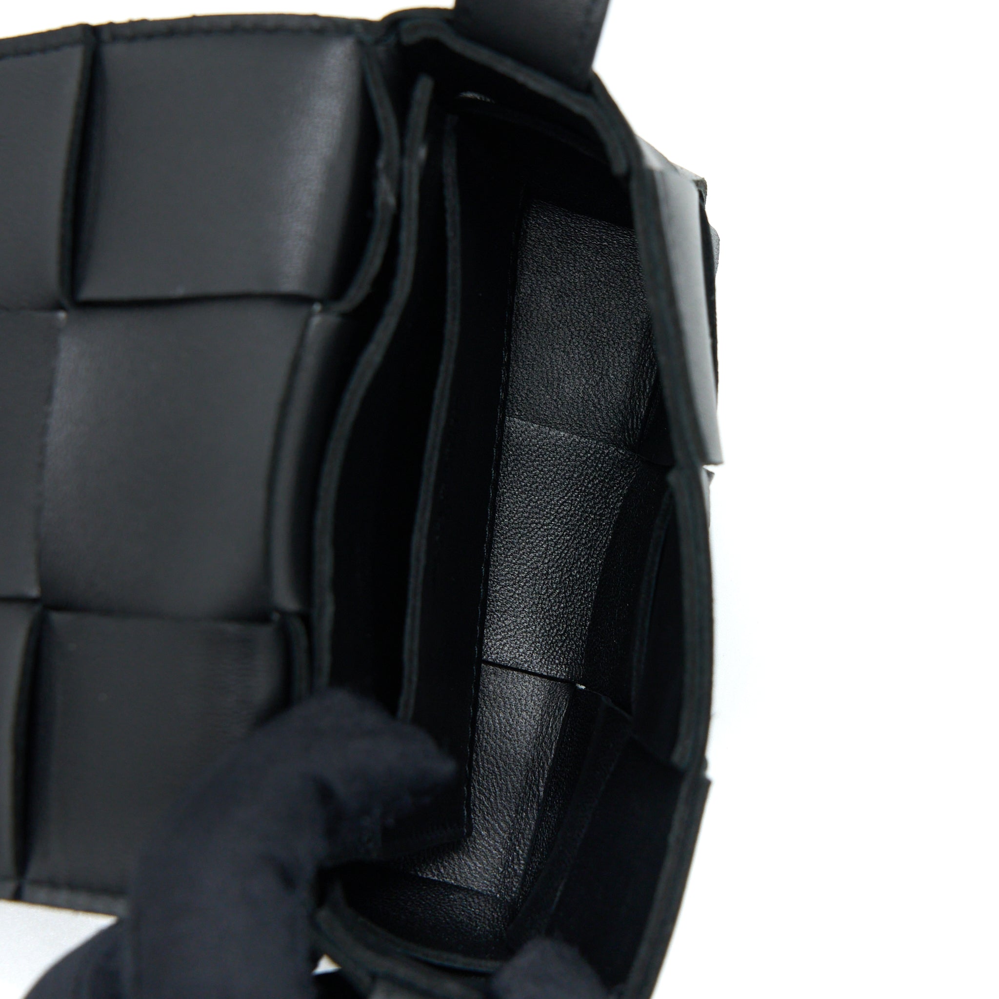 bottega-veneta-mini-cassette-intrecciato-crossbody-bag-black-lghw