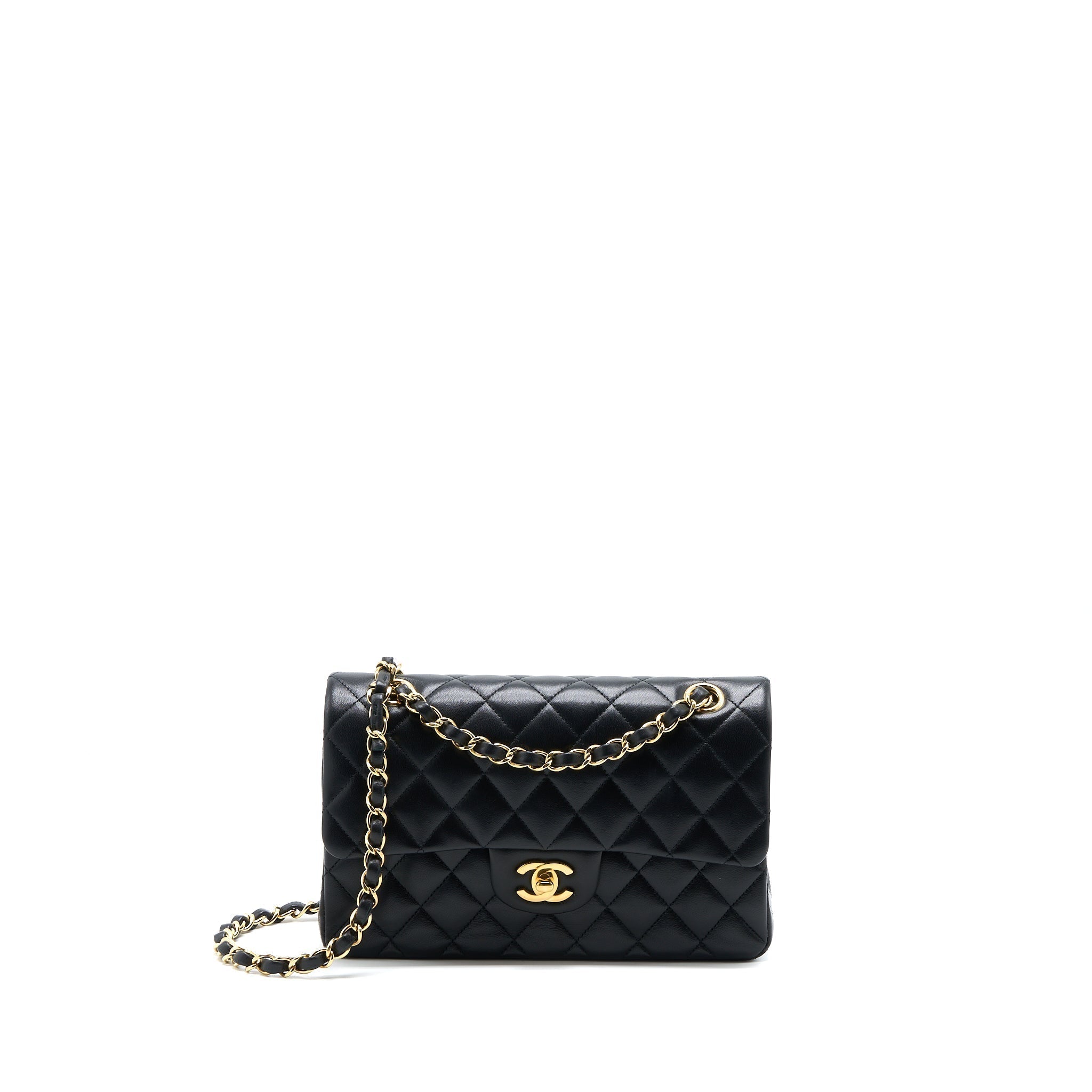 chanel-small-classic-double-flap-bag-lambskin-black-ghw-microchip