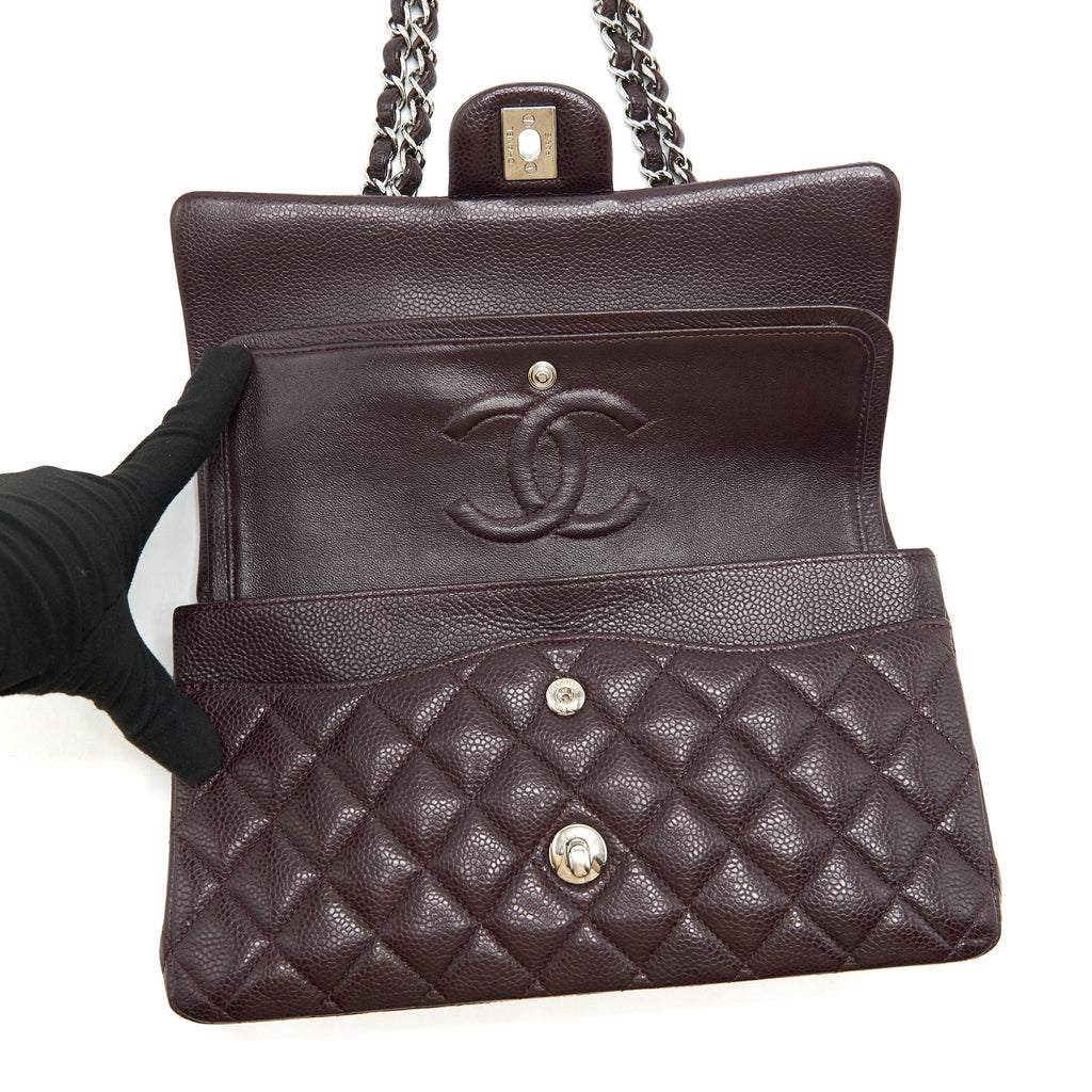 chanel-medium-classic-double-flap-bag-caviar-burgundy-shw