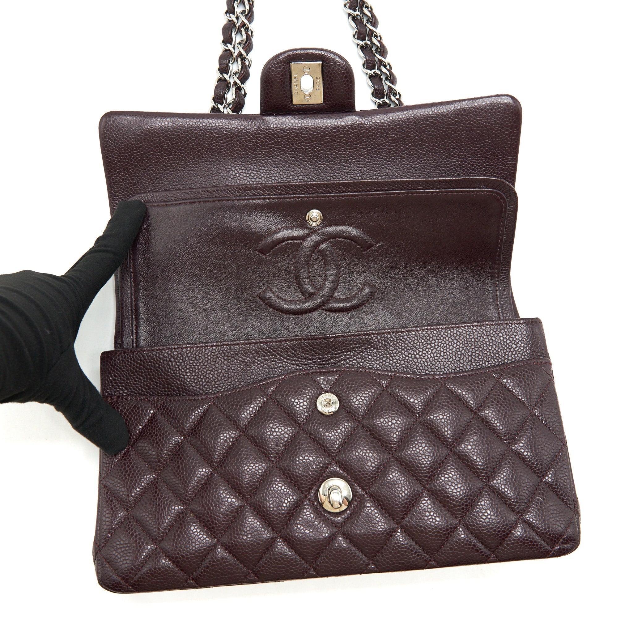 chanel-medium-classic-double-flap-bag-caviar-burgundy-shw