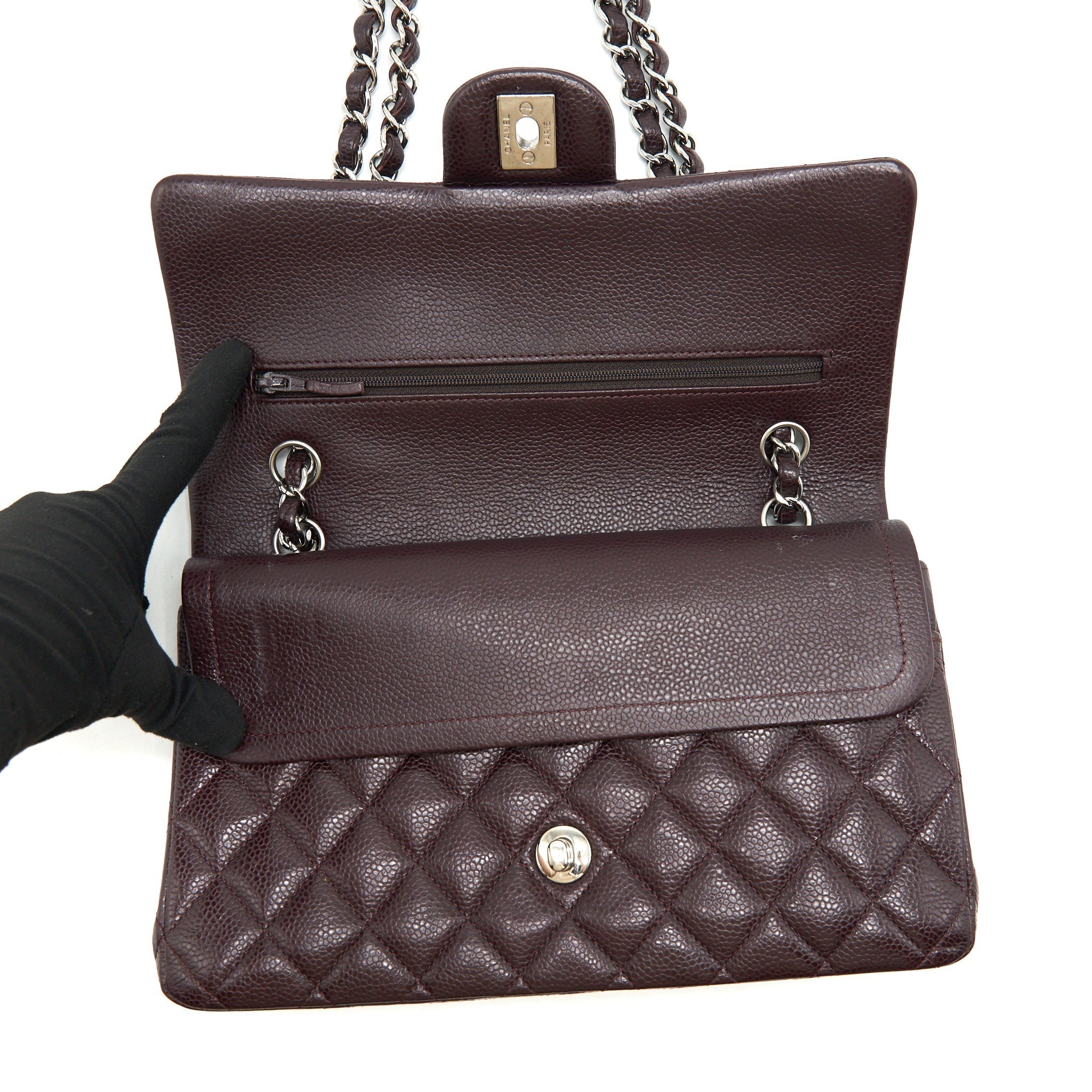 chanel-medium-classic-double-flap-bag-caviar-burgundy-shw