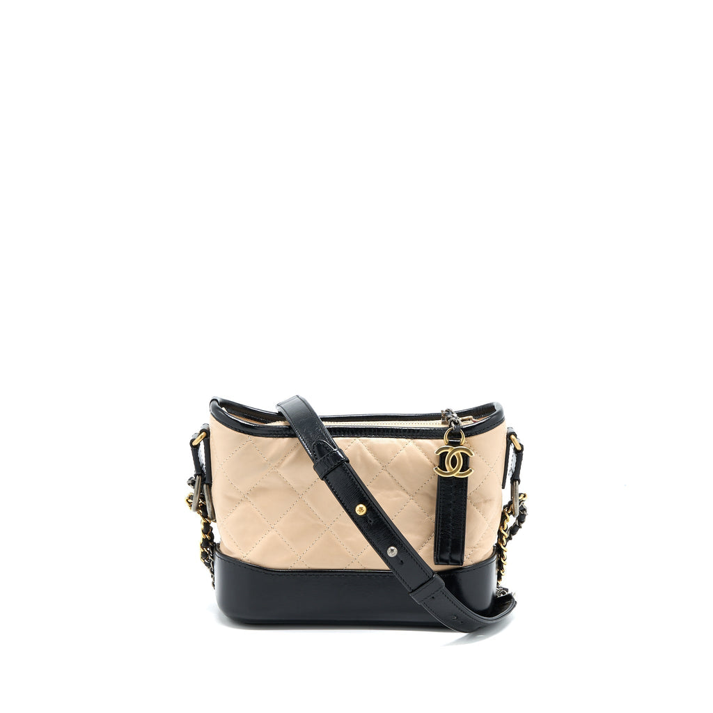 chanel-small-gabrielle-bag-aged-calfskin-beige-black-multicolour-hardware