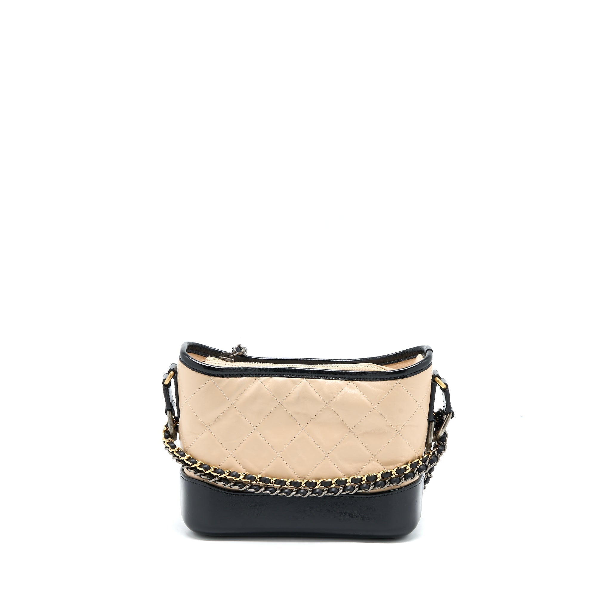 chanel-small-gabrielle-bag-aged-calfskin-beige-black-multicolour-hardware