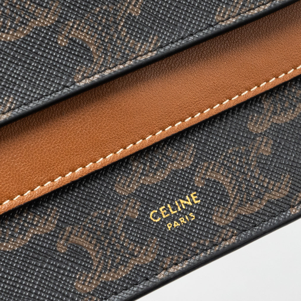 celine-wallet-on-strap-triomphe-canvas-lambskin-tan-ghw-1