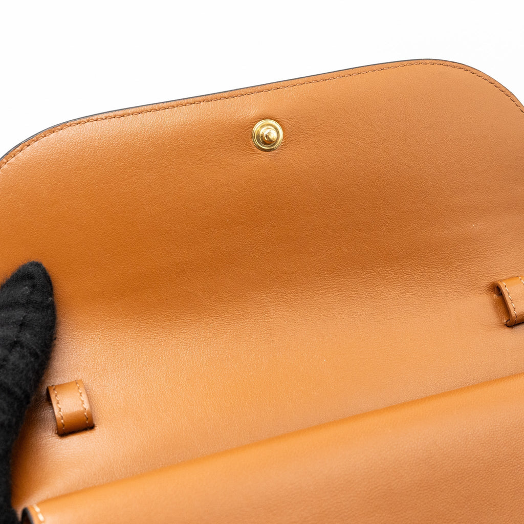 celine-wallet-on-strap-triomphe-canvas-lambskin-tan-ghw-1