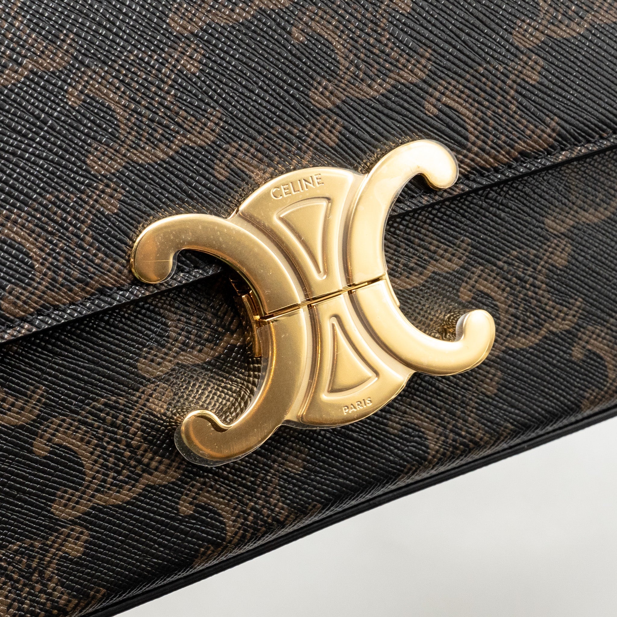 celine-triomphe-shoulder-bag-claude-canvas-tan-ghw
