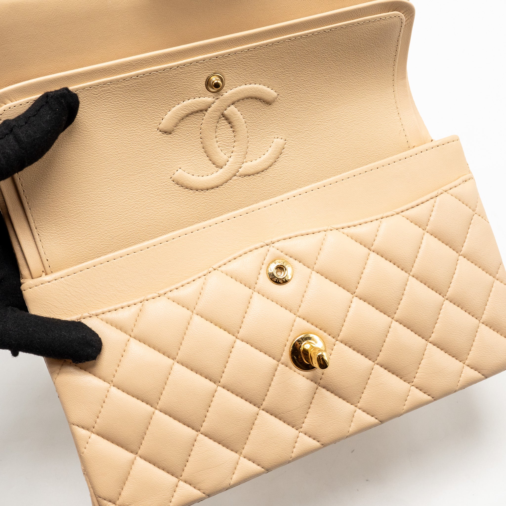 chanel-small-classic-double-flap-bag-lambskin-beige-ghw