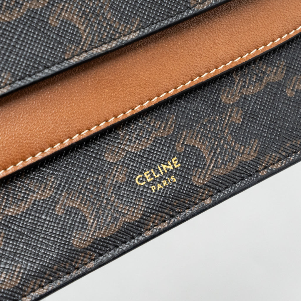 celine-wallet-on-strap-triomphe-canvas-smooth-lambskin-tan-ghw-2