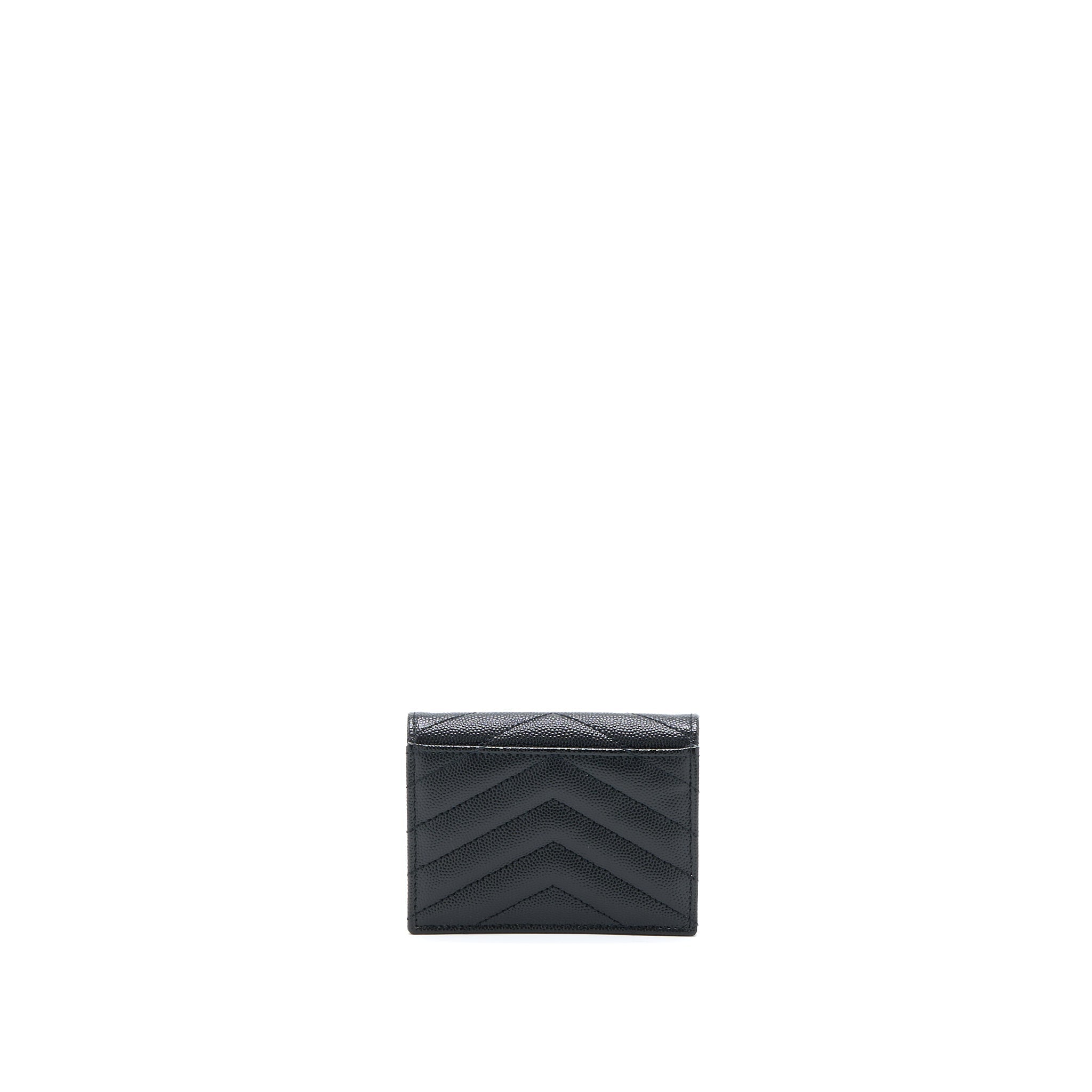 saint-laurent-ysl-pebbled-logo-plaque-cardholder-grained-calfskin-black-ghw