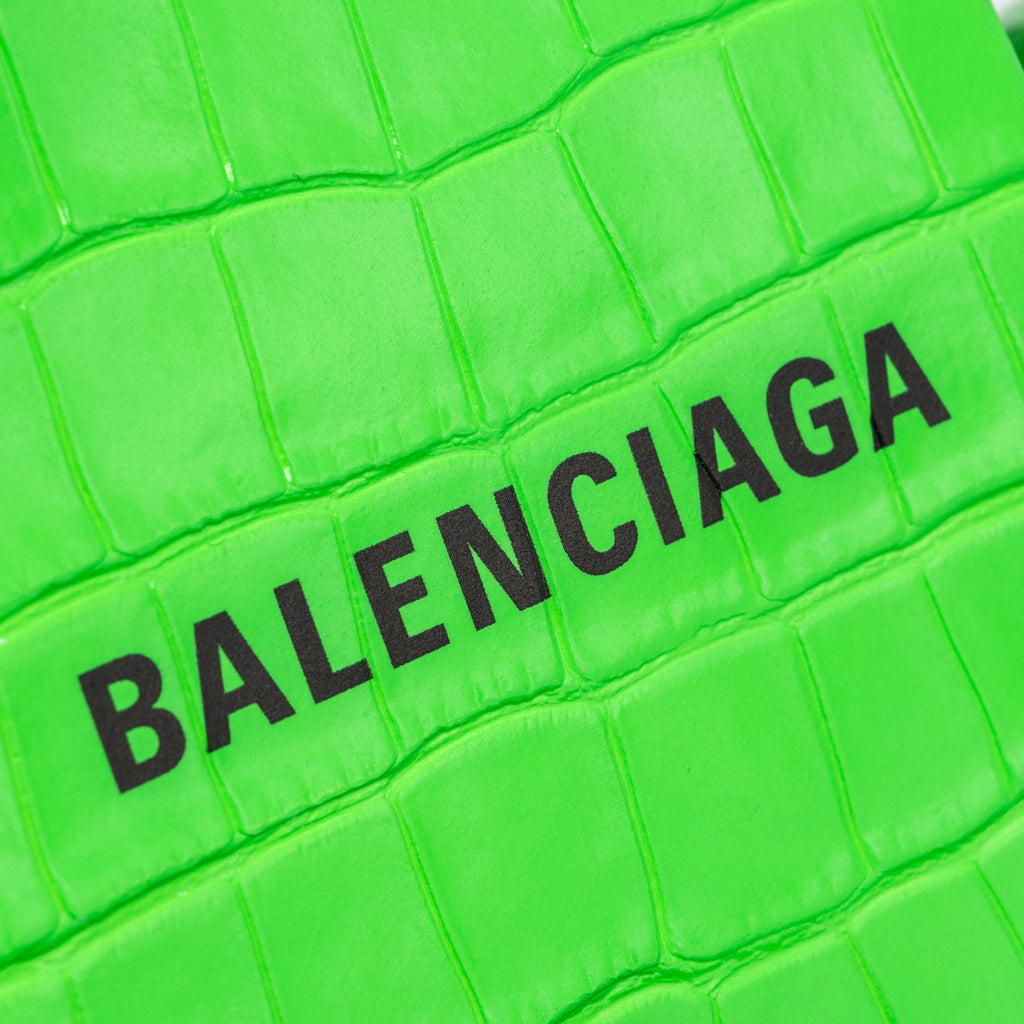 balenciaga-shopping-iphone-holder-crocodile-embossed-leather-green-black-shw